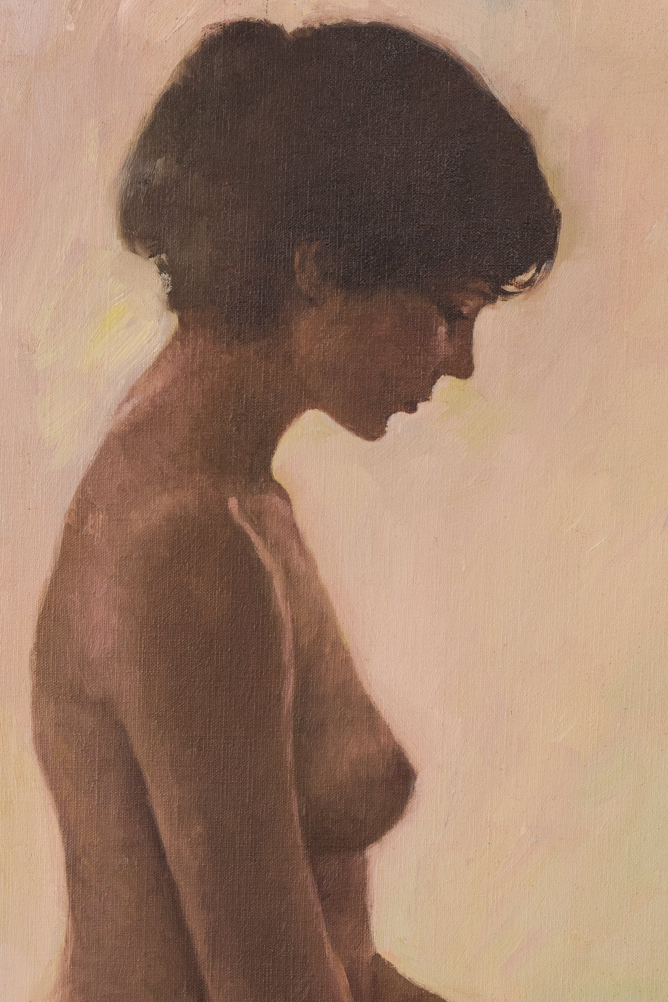Artwork by Unknown, Female Nude Study with Bouquet of Flowers, Made of Oil on canvas 
