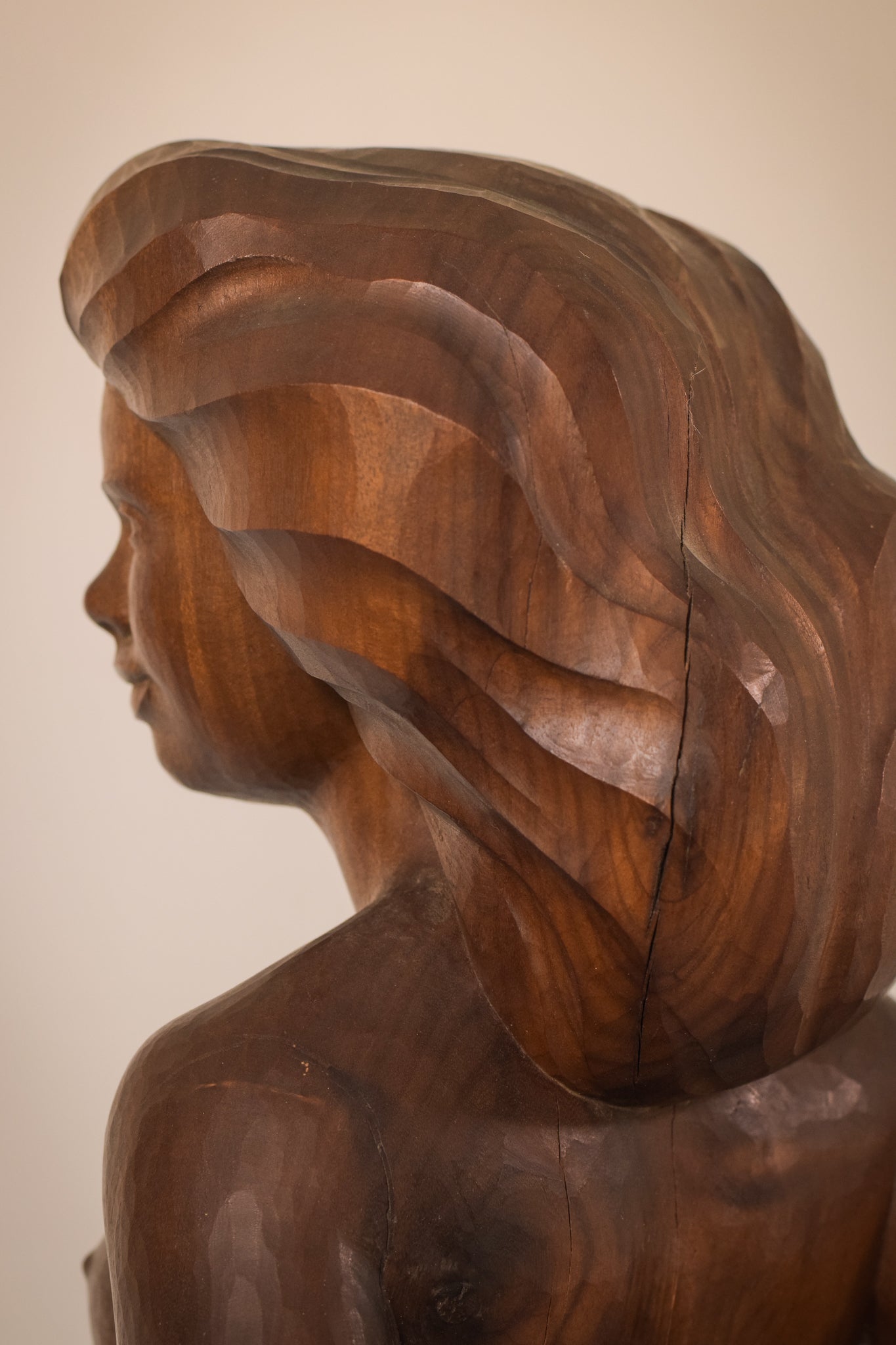 Artwork by Unknown, Female Nude with Stand, Made of Wood 
