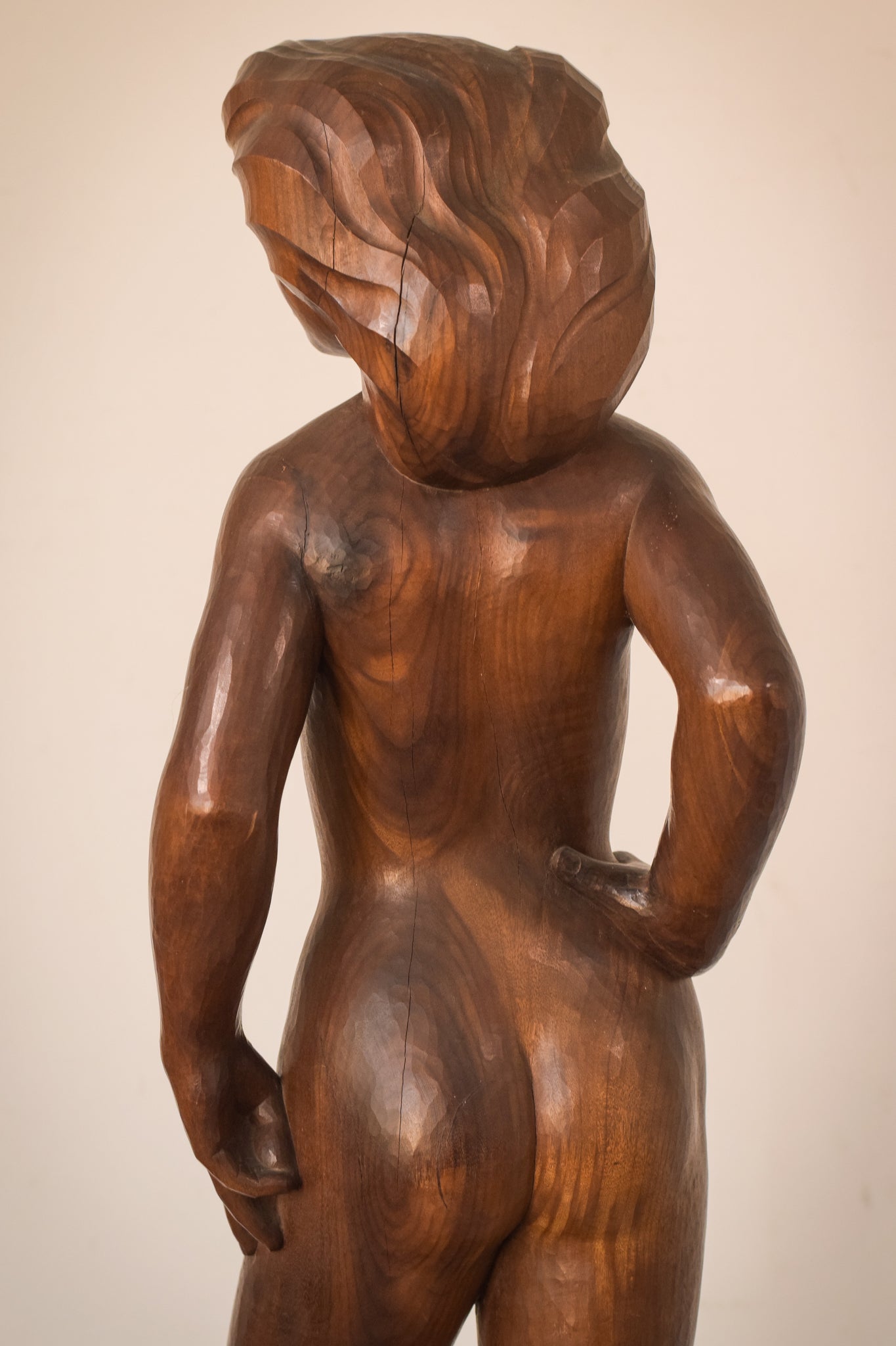 Artwork by Unknown, Female Nude with Stand, Made of Wood 