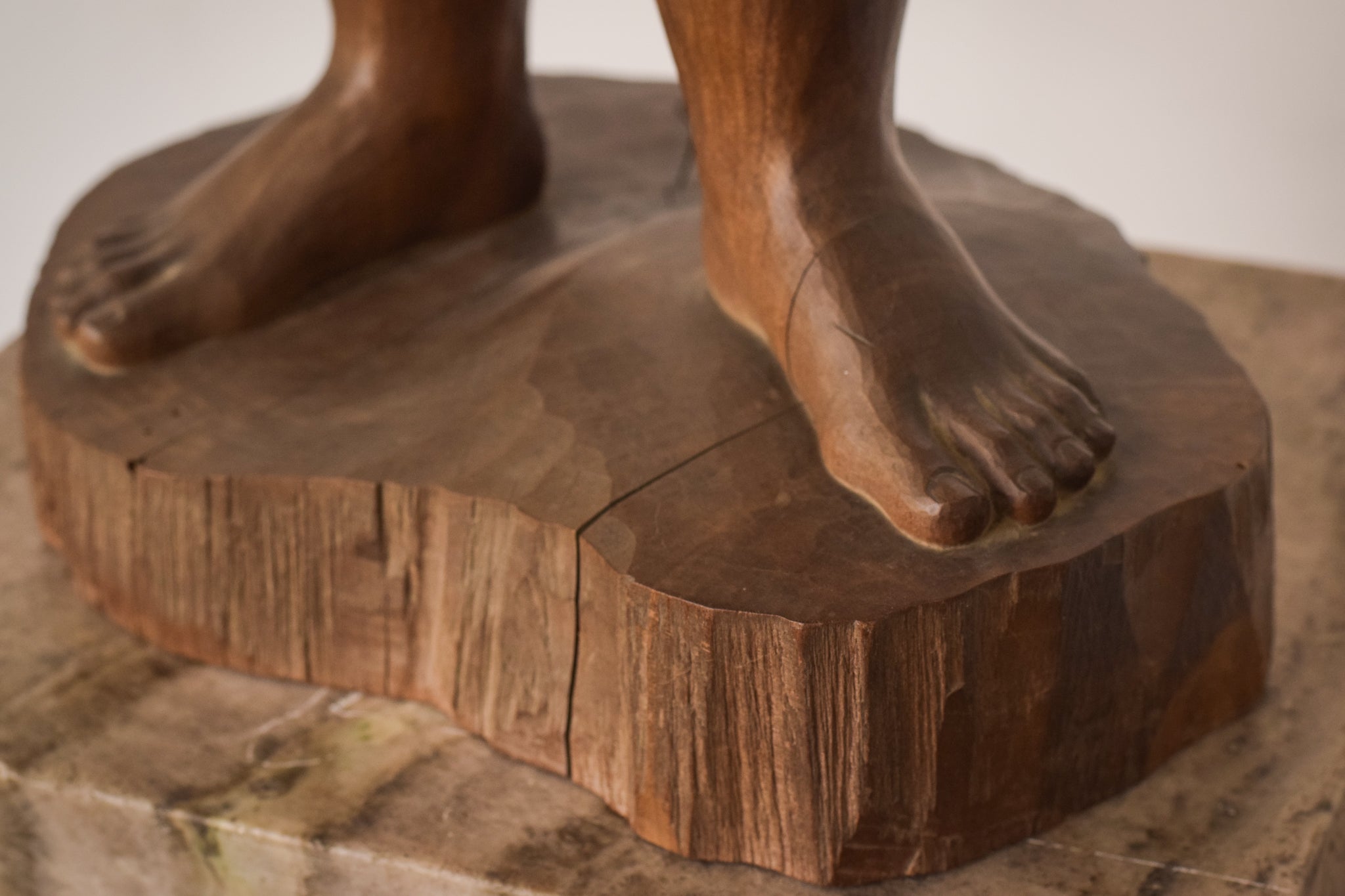 Artwork by Unknown, Female Nude with Stand, Made of Wood 