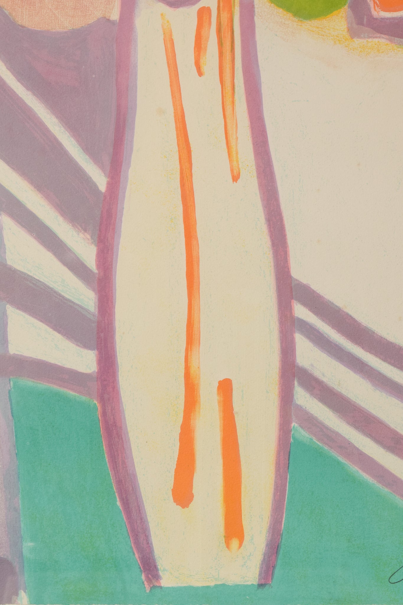 A painting of flowers in a vase on a table.