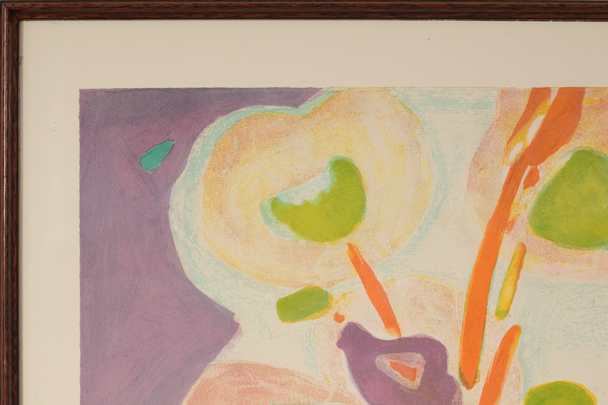 A painting of flowers in a vase on a table.