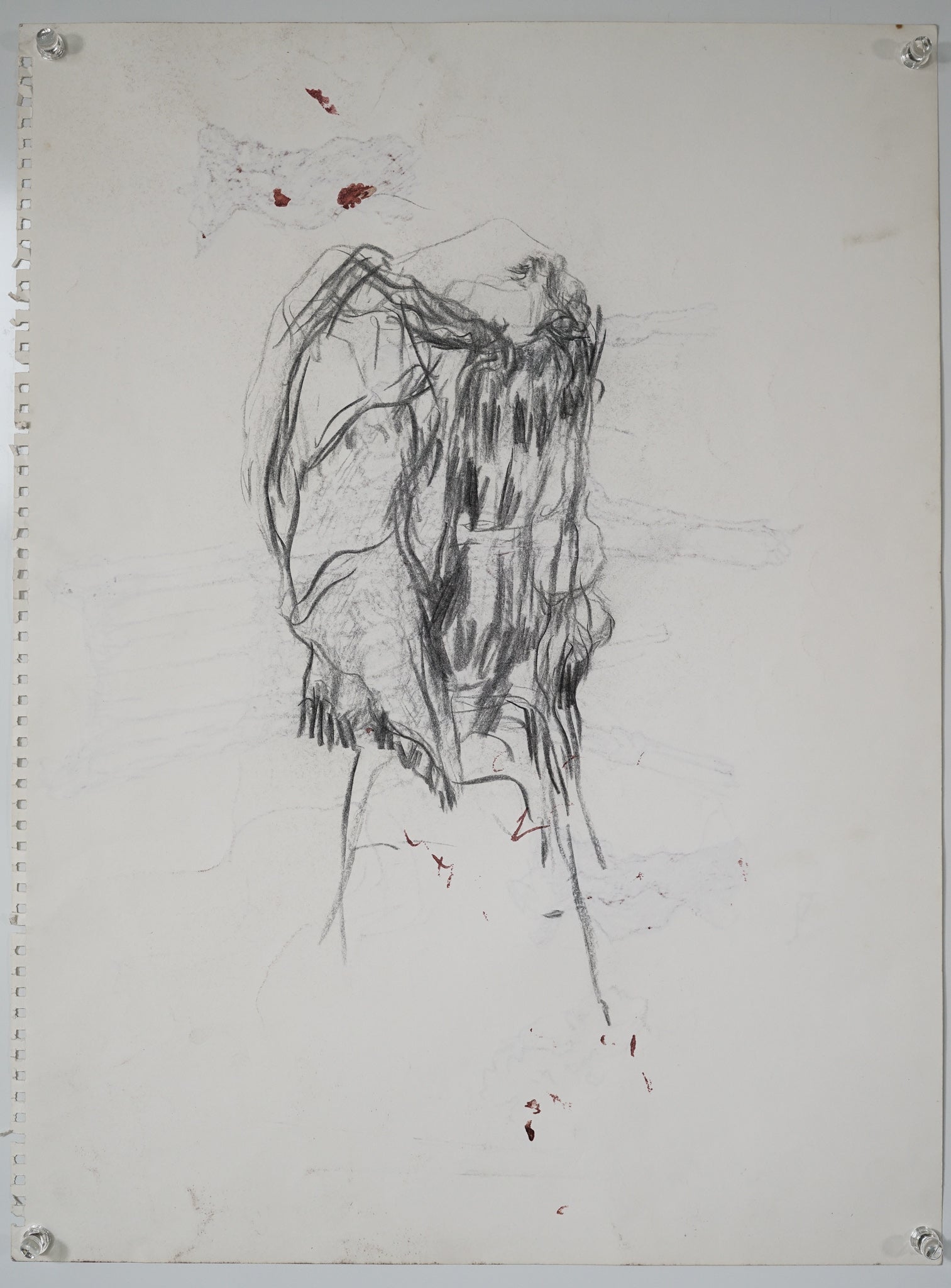 A drawing of two people sitting on a chair.