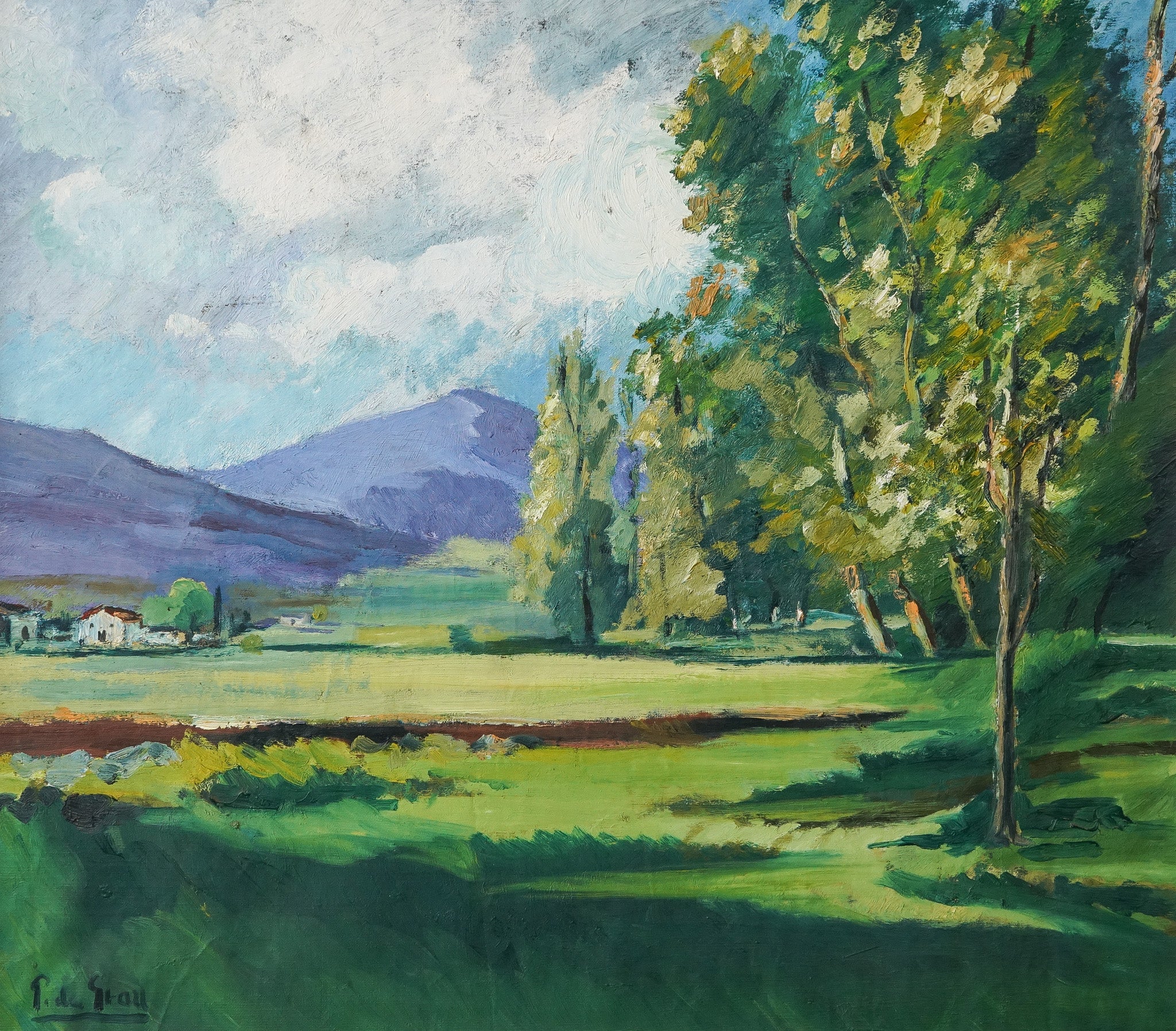 Artwork by Unknown, Frame signed summer landscape, Made of Oil on canvas 