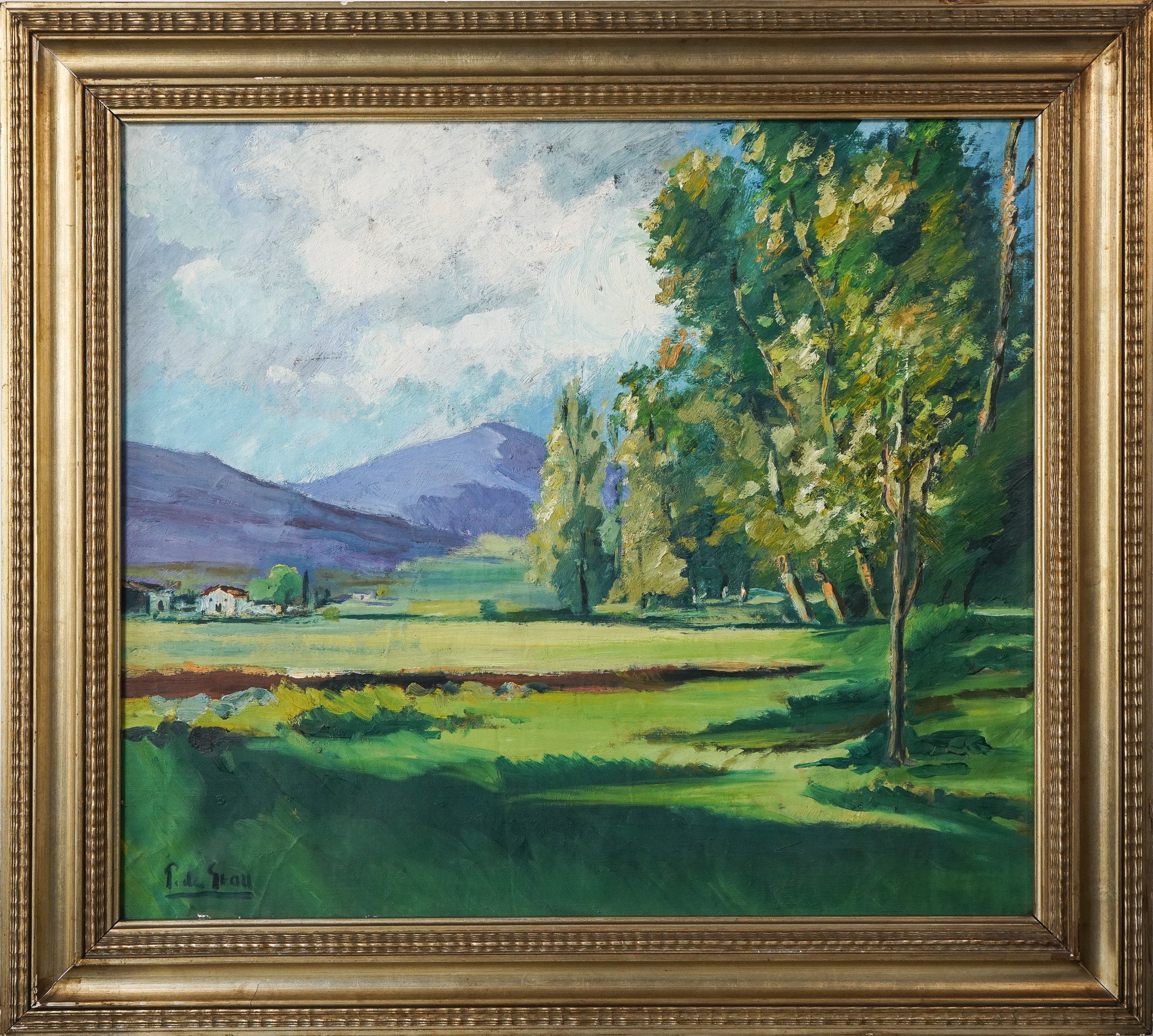 Artwork by Unknown, Frame signed summer landscape, Made of Oil on canvas 