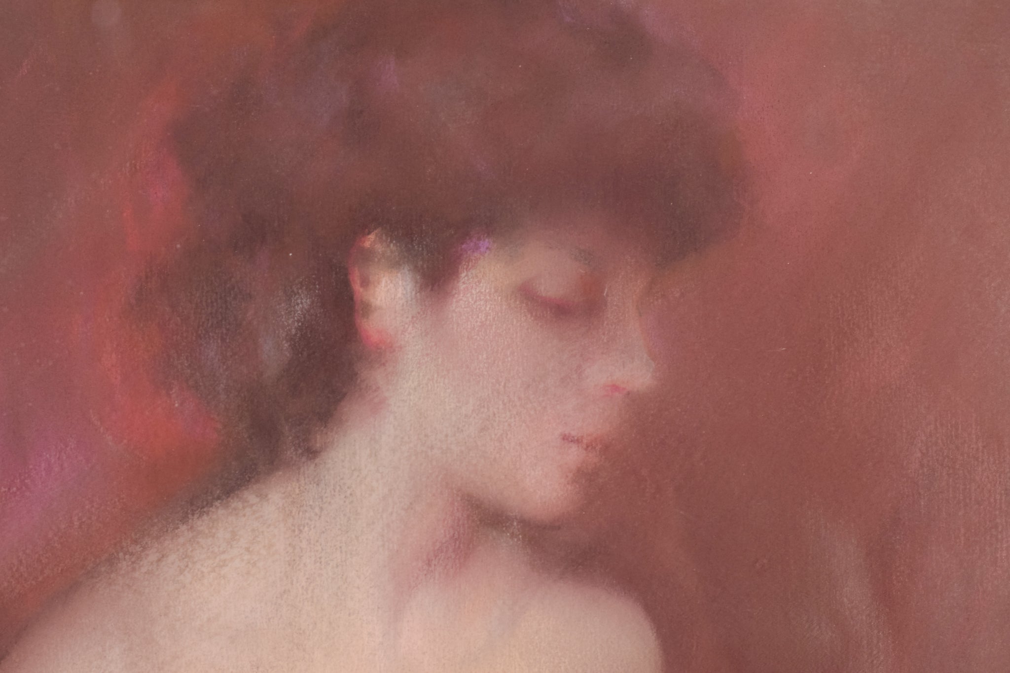 A painting of a nude woman sitting on a chair.