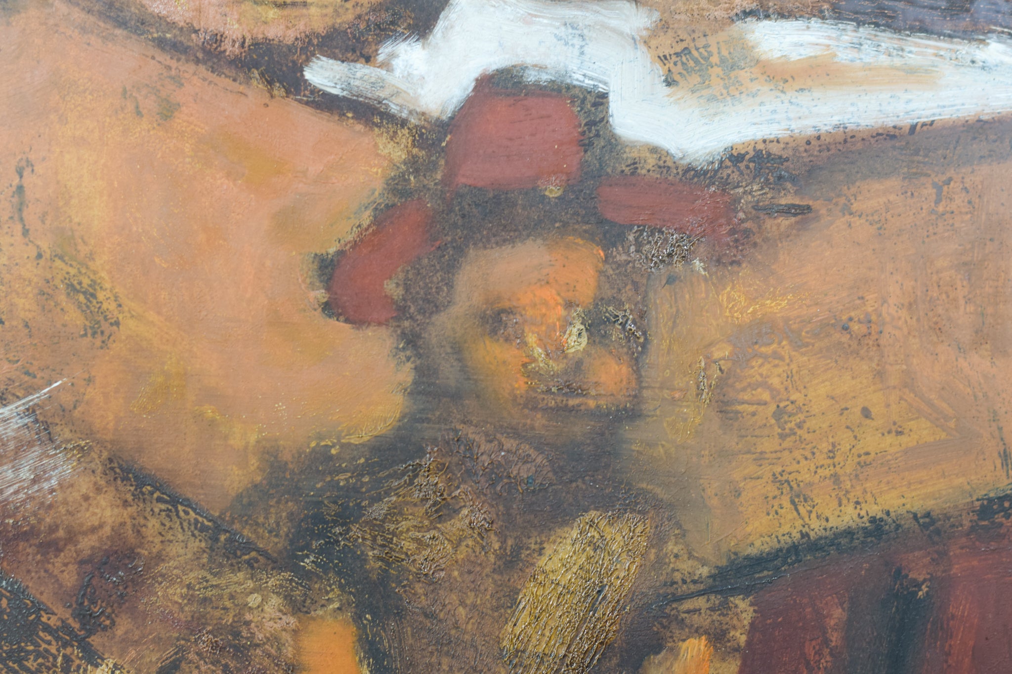 A painting of a woman sitting at a desk with a child.