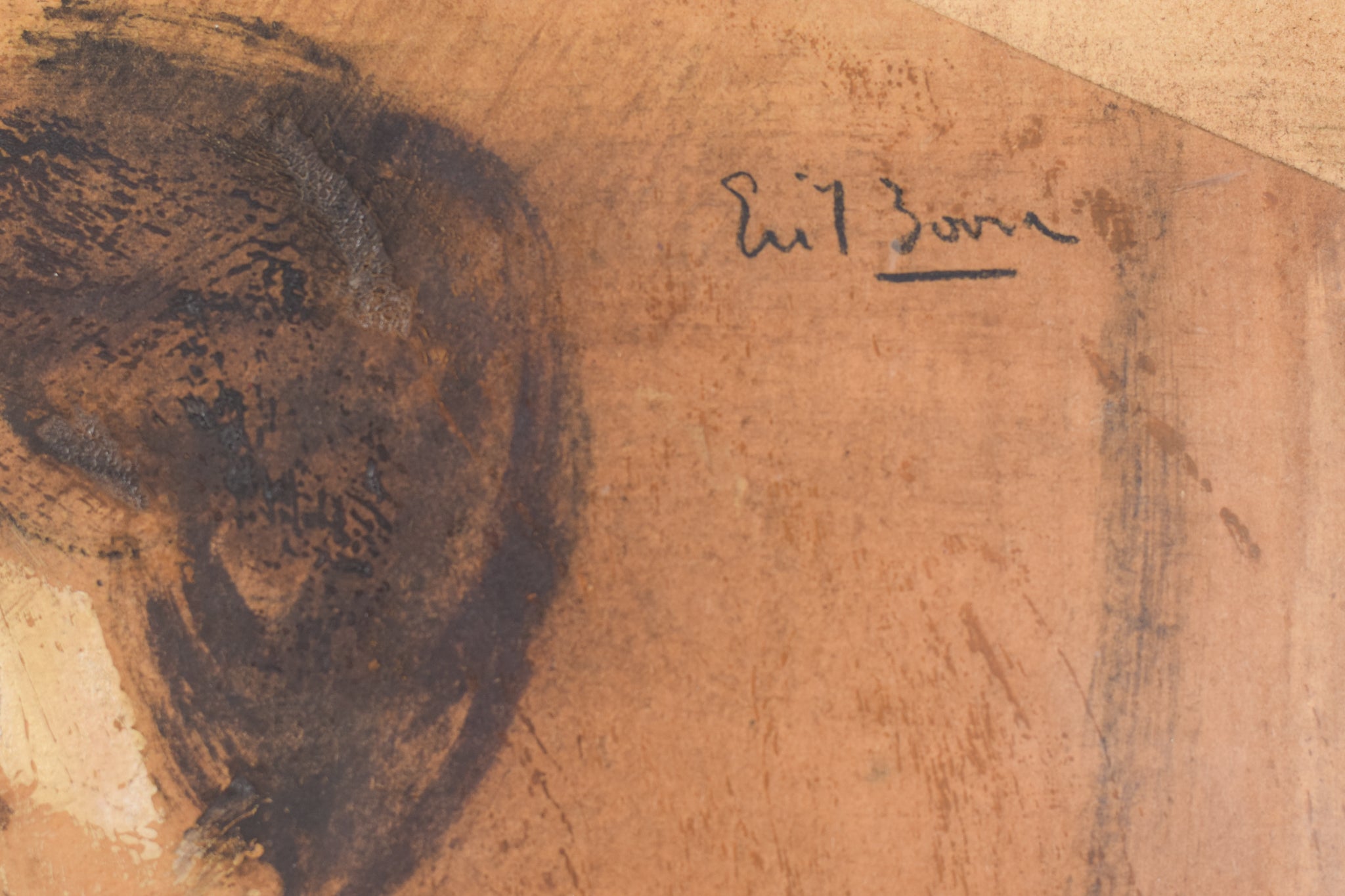 A painting of a woman sitting at a desk with a child.