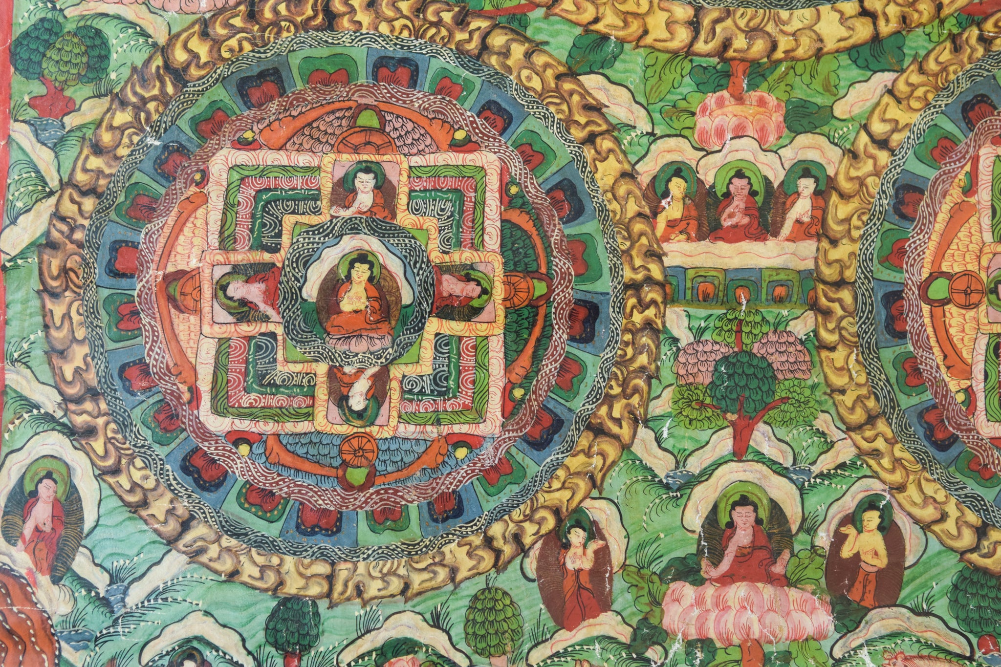 Artwork by Unknown, Hand Painted Tibetan Scroll, Made of Hand Painted 