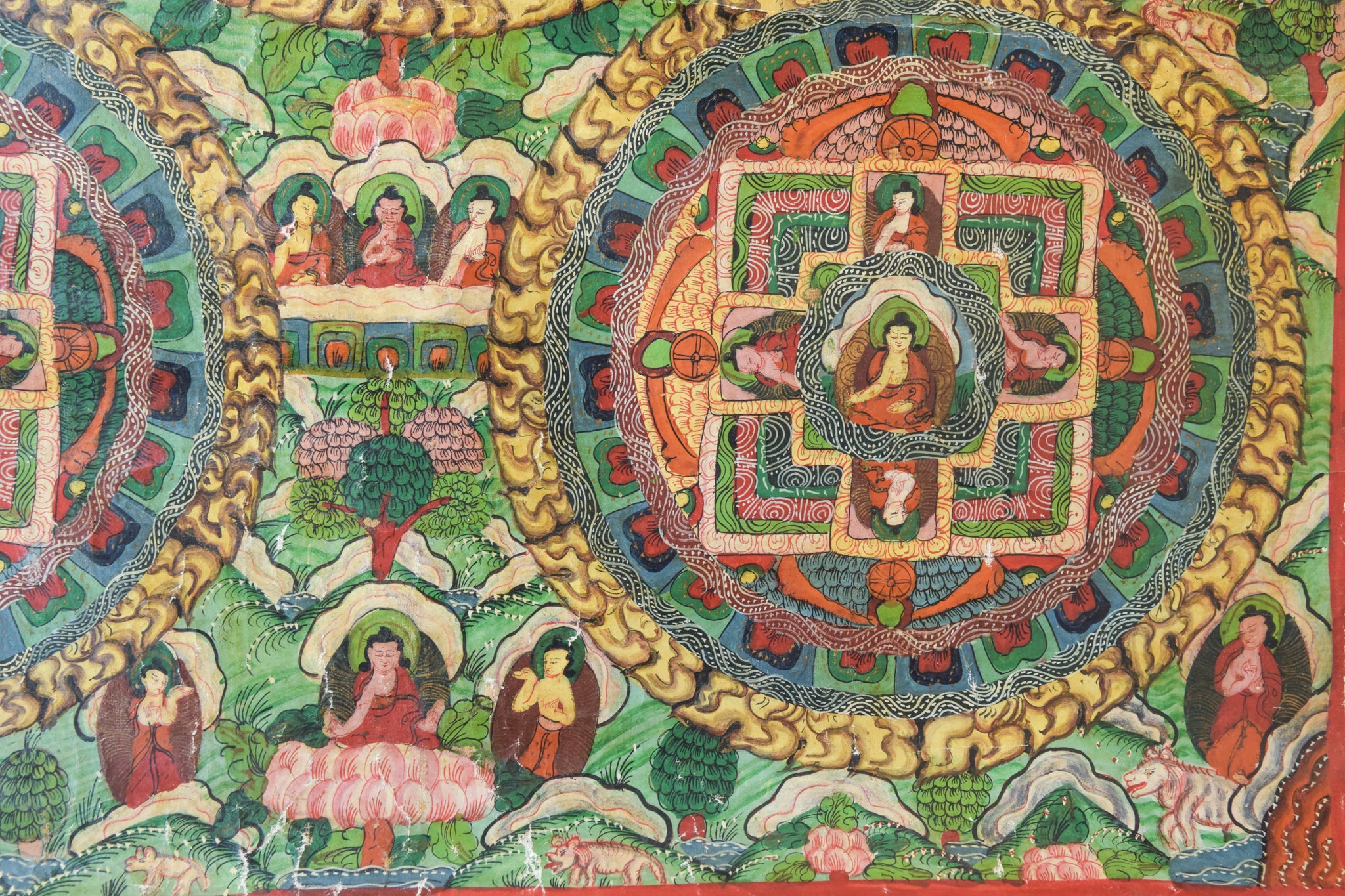 Artwork by Unknown, Hand Painted Tibetan Scroll, Made of Hand Painted 