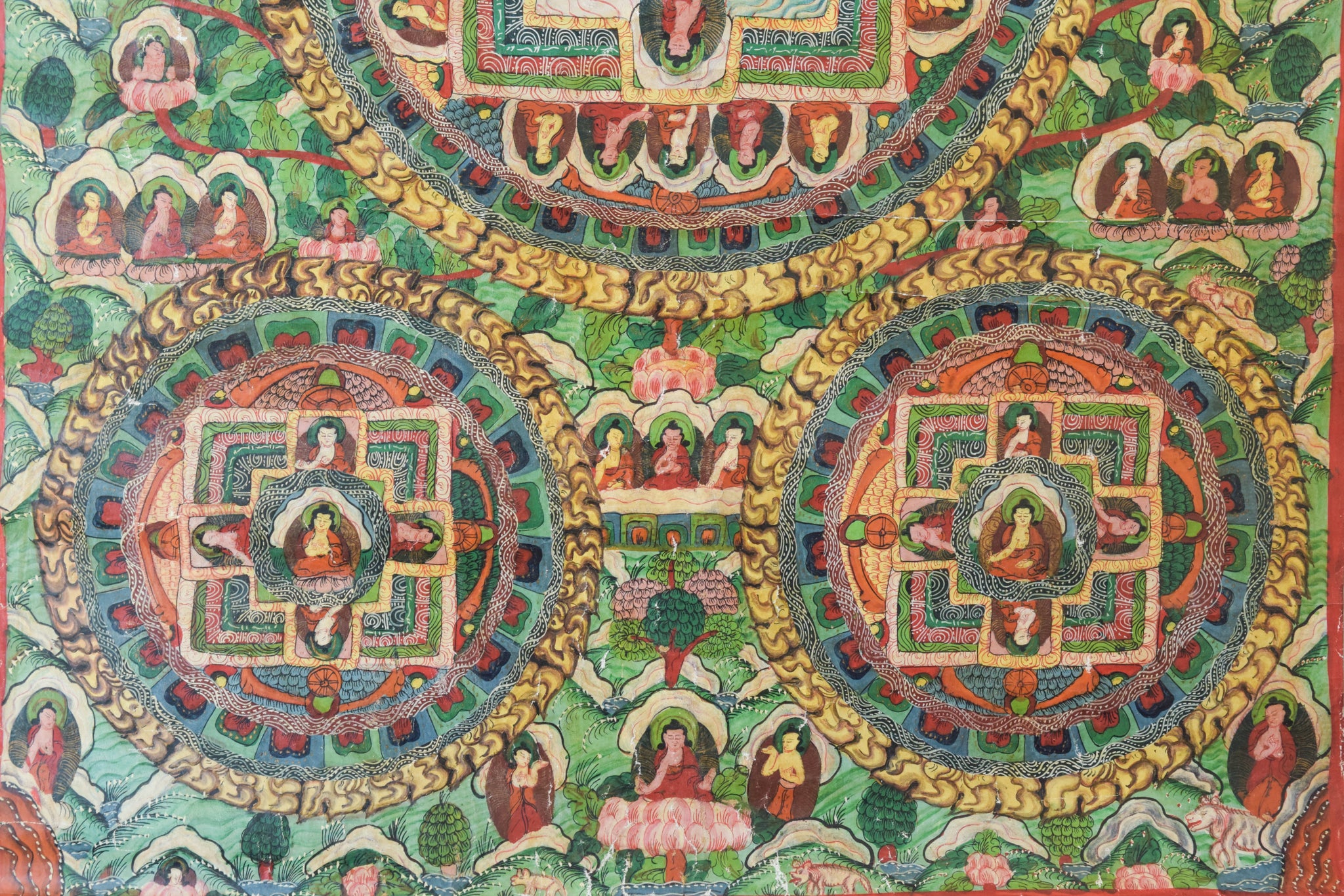 Artwork by Unknown, Hand Painted Tibetan Scroll, Made of Hand Painted 