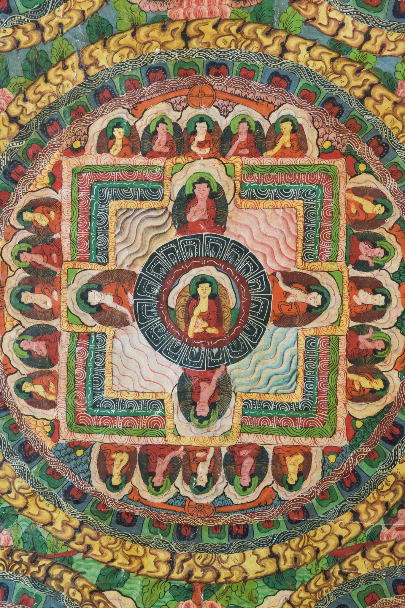 Artwork by Unknown, Hand Painted Tibetan Scroll, Made of Hand Painted 