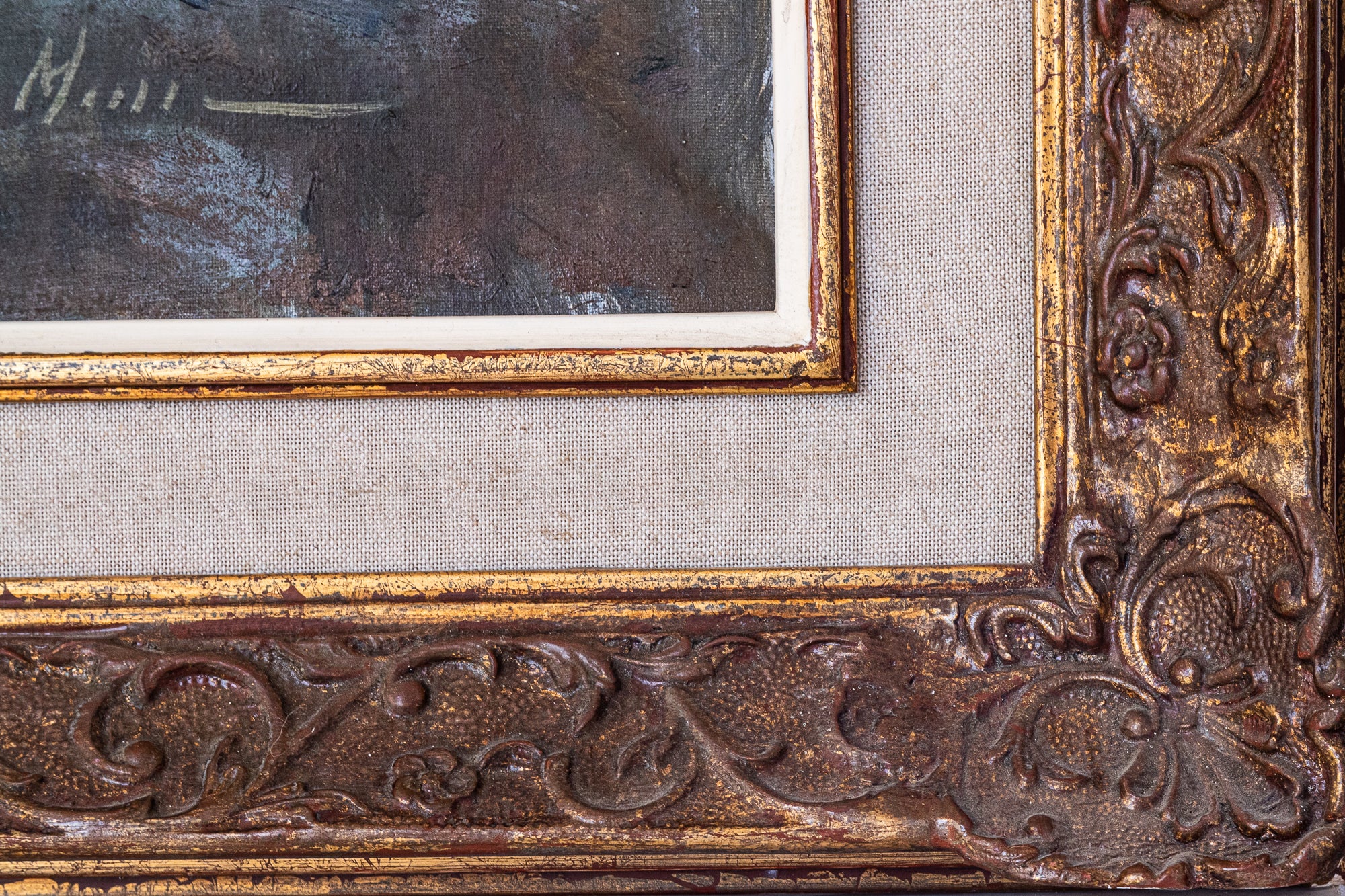 A painting of a group of people in a field.