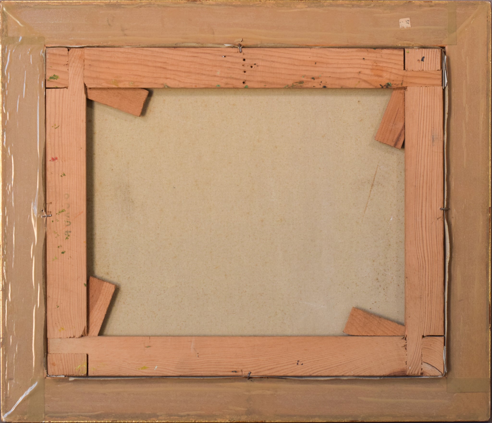 A painting of people walking down a city street.