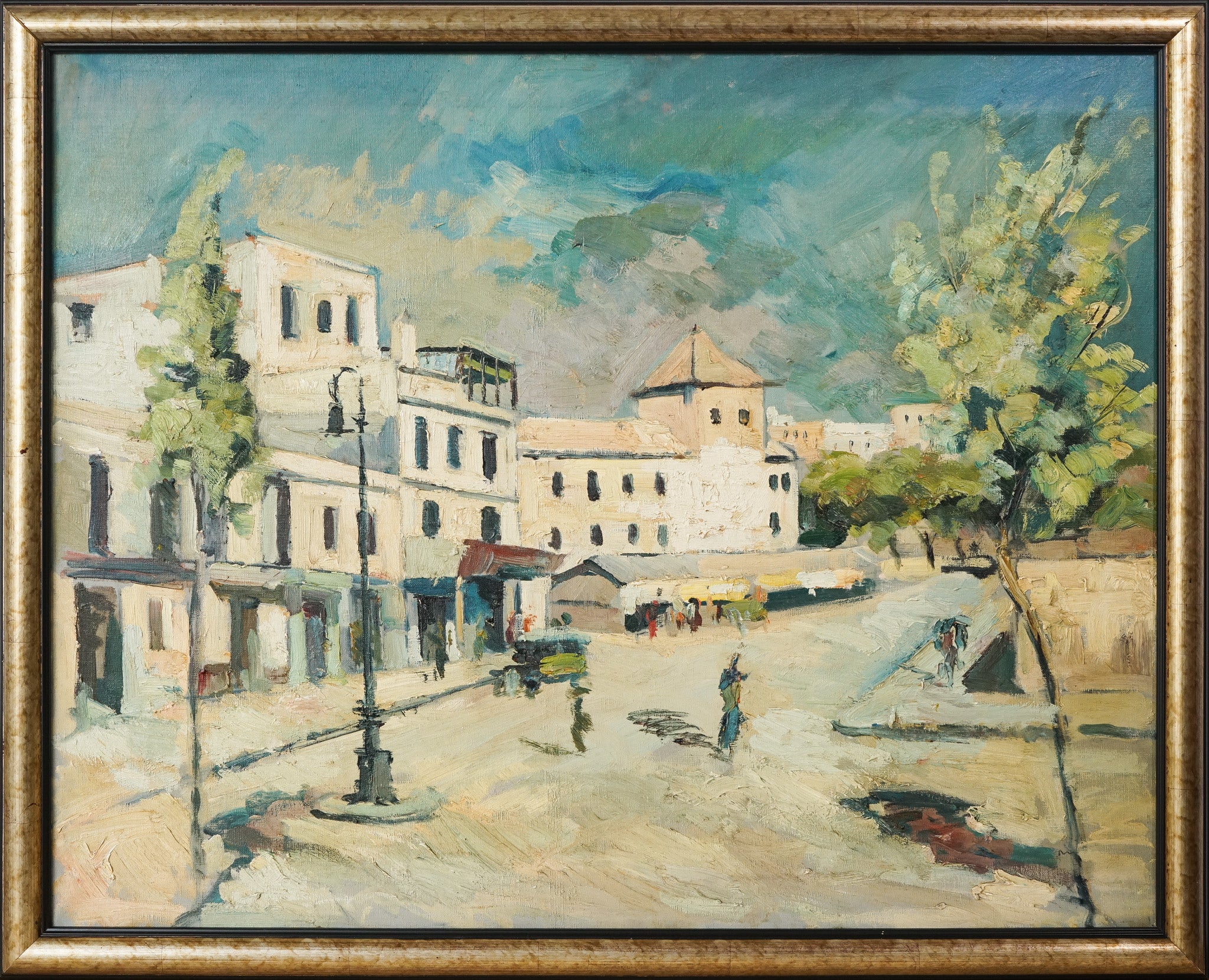 Artwork by Unknown, Impressionist Town Scene, Made of Oil on canvas 