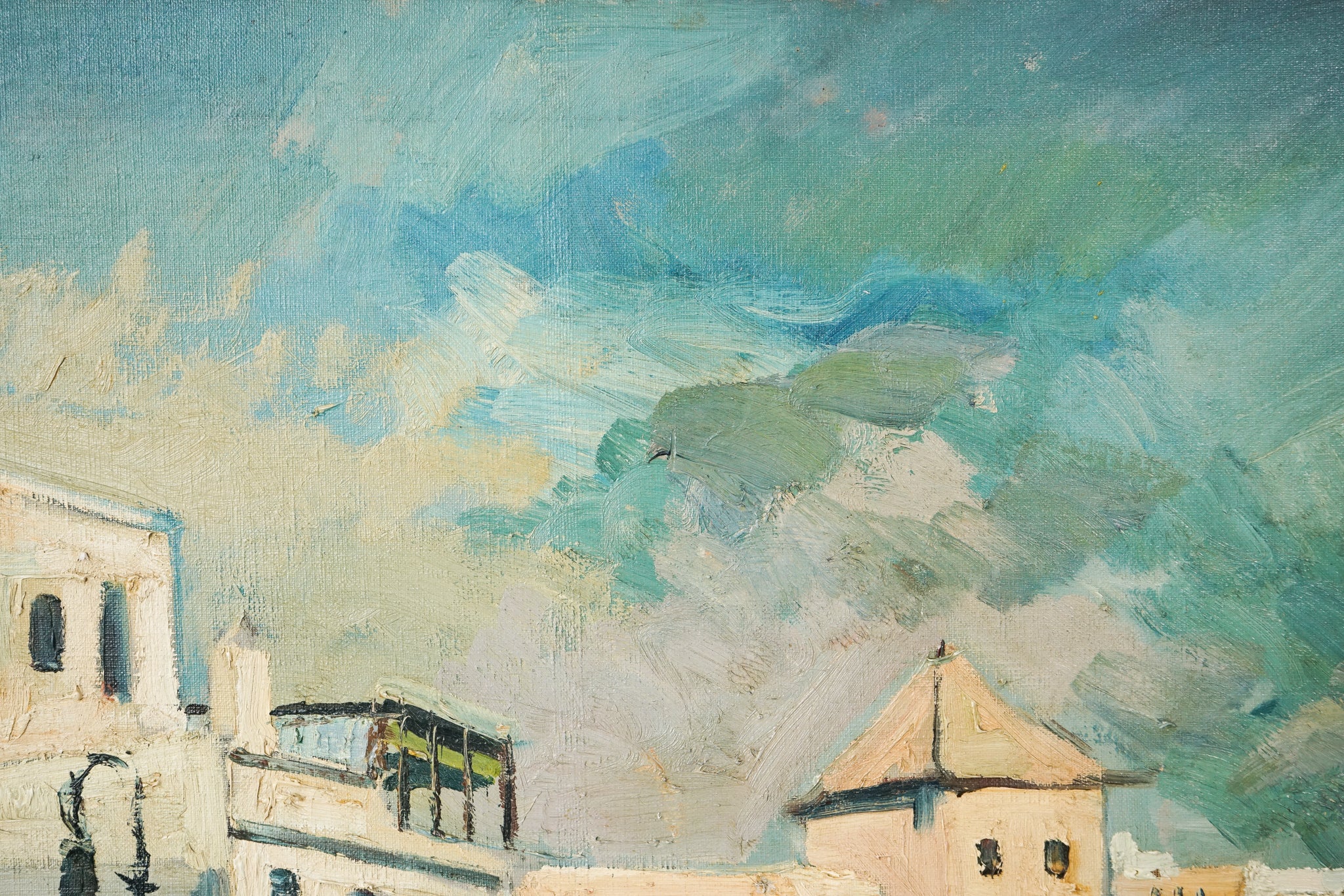 Artwork by Unknown, Impressionist Town Scene, Made of Oil on canvas 