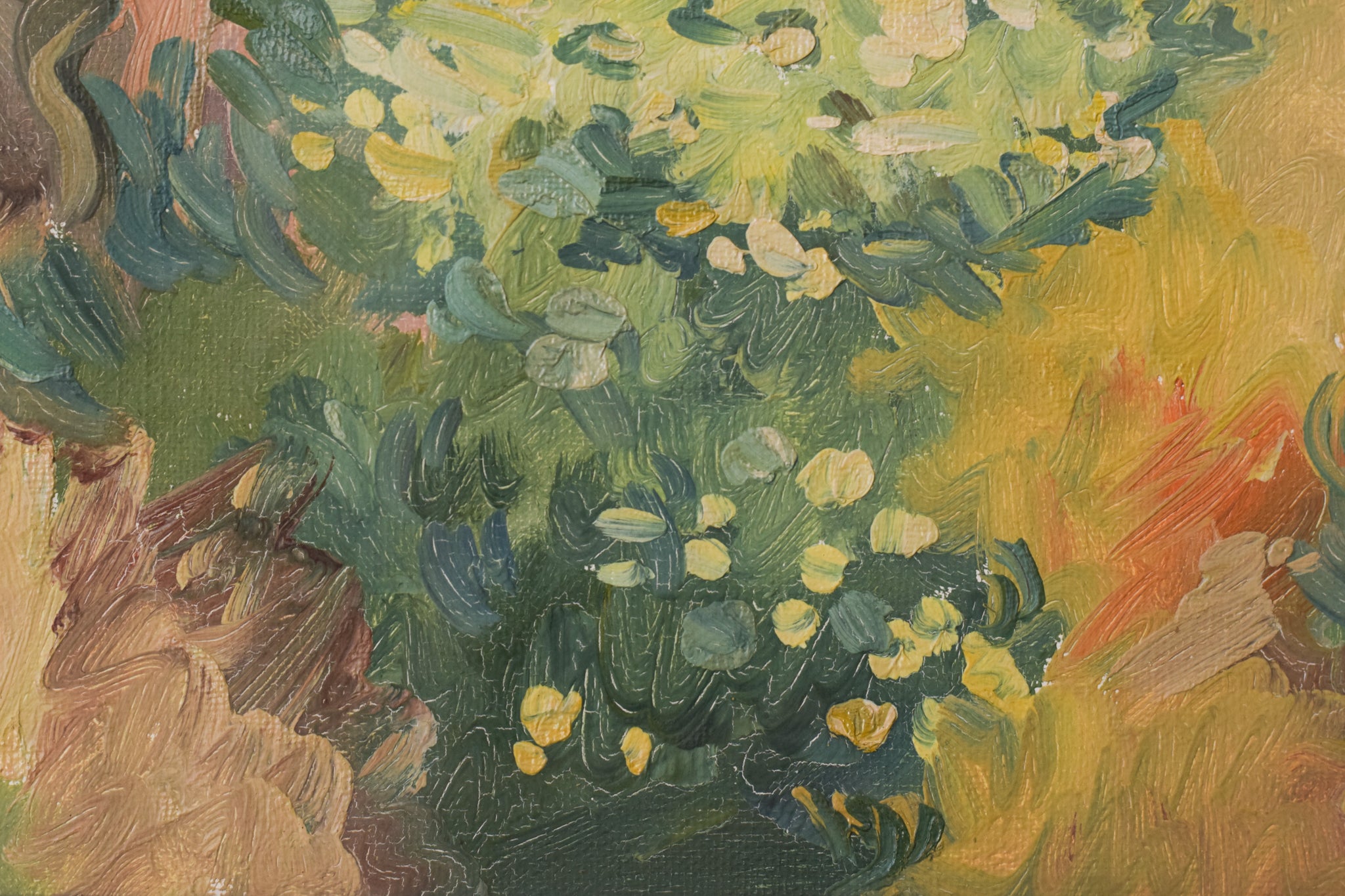 Artwork by Unknown, Impressionist - Wooded Landscape with Flowers, Made of Oil on board 