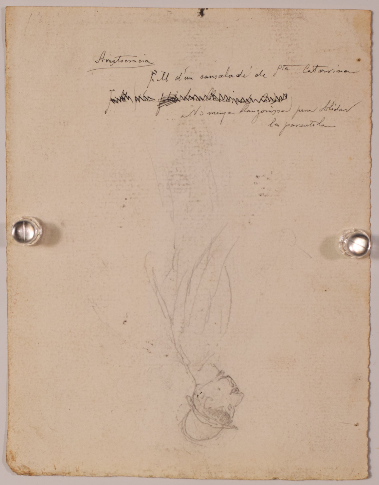 A drawing of a man with a cane and a top hat.