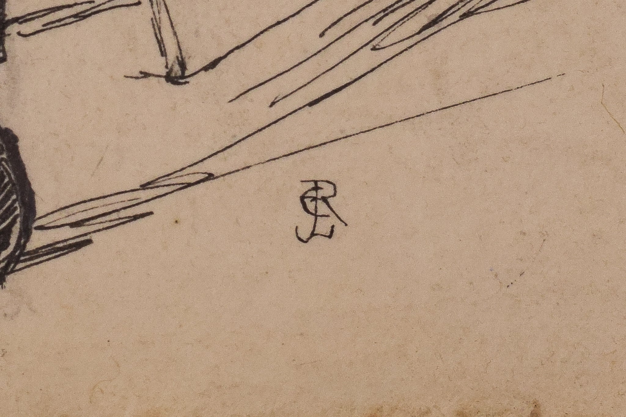 A drawing of a man with a cane and a top hat.