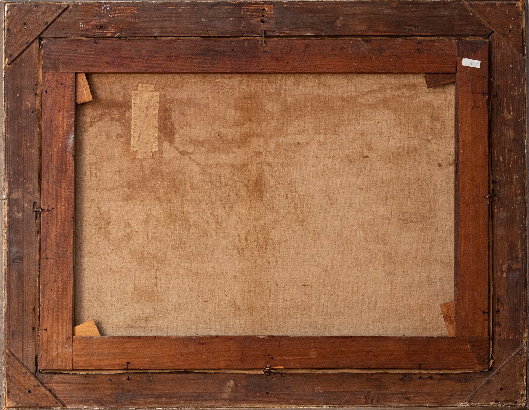 A painting of a landscape with mountains in the background.