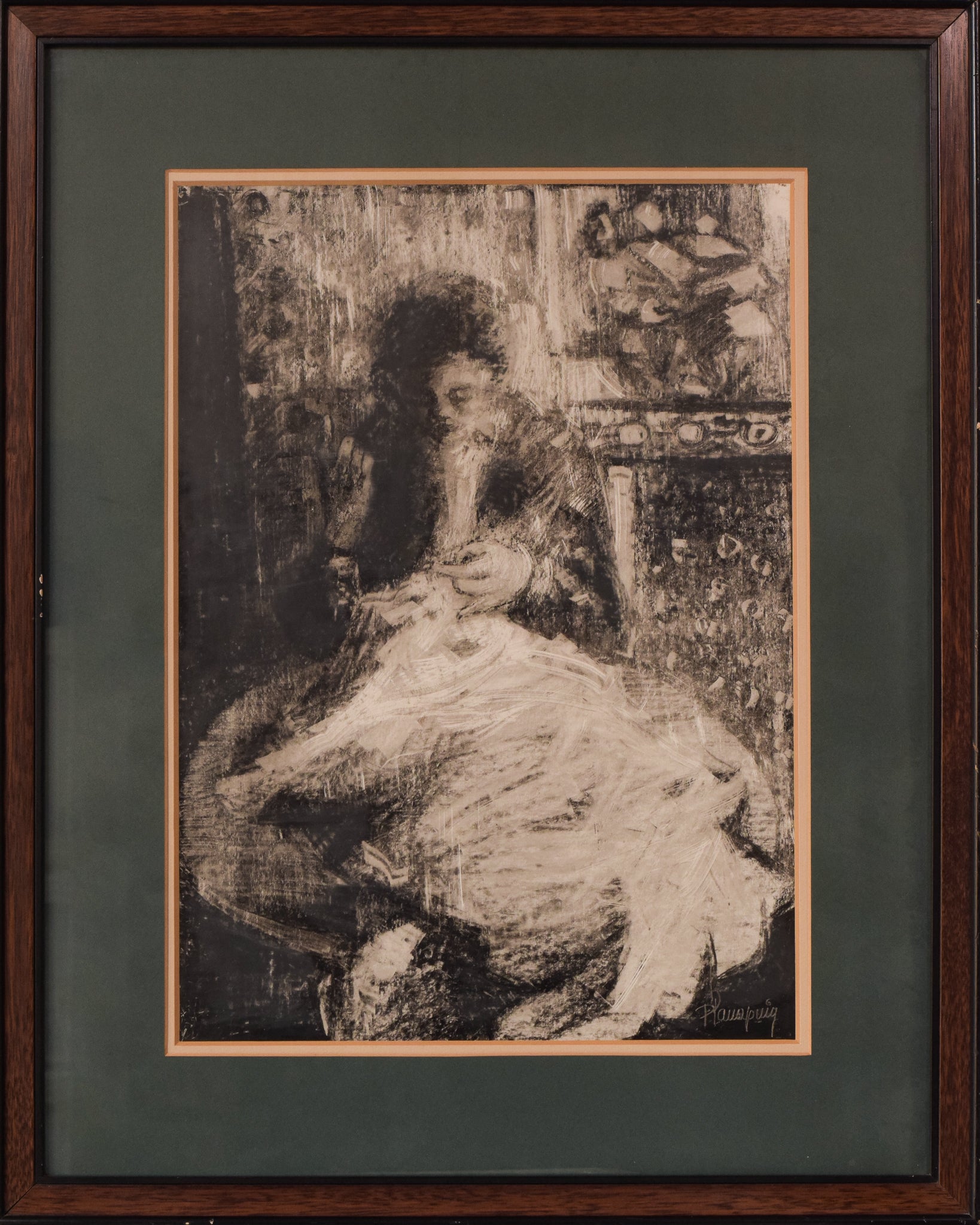 Artwork by Unknown, Lady Sewing, Made of Graphite on paper 