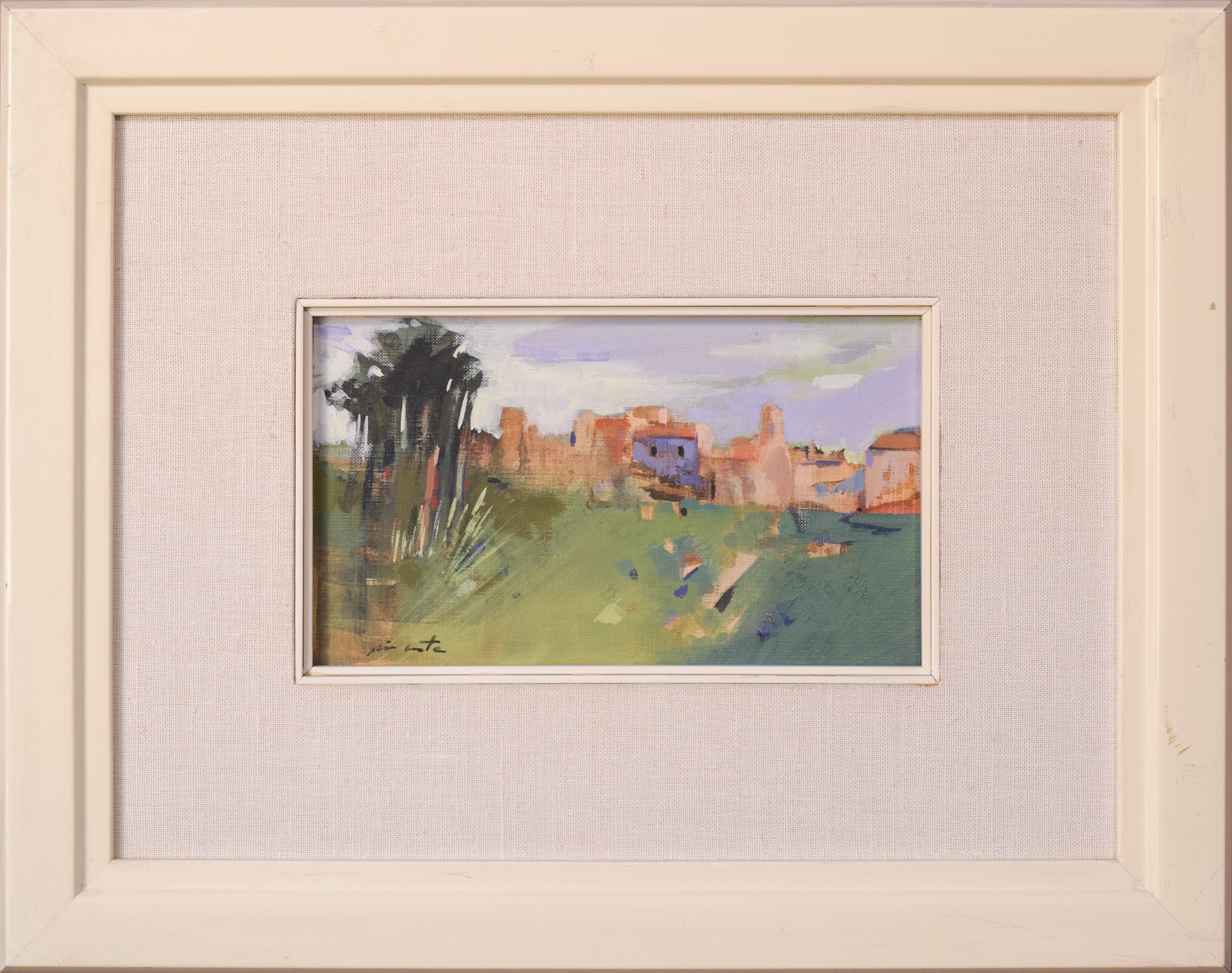 Artwork by Unknown, Landscape with Village, Made of Oil on board 