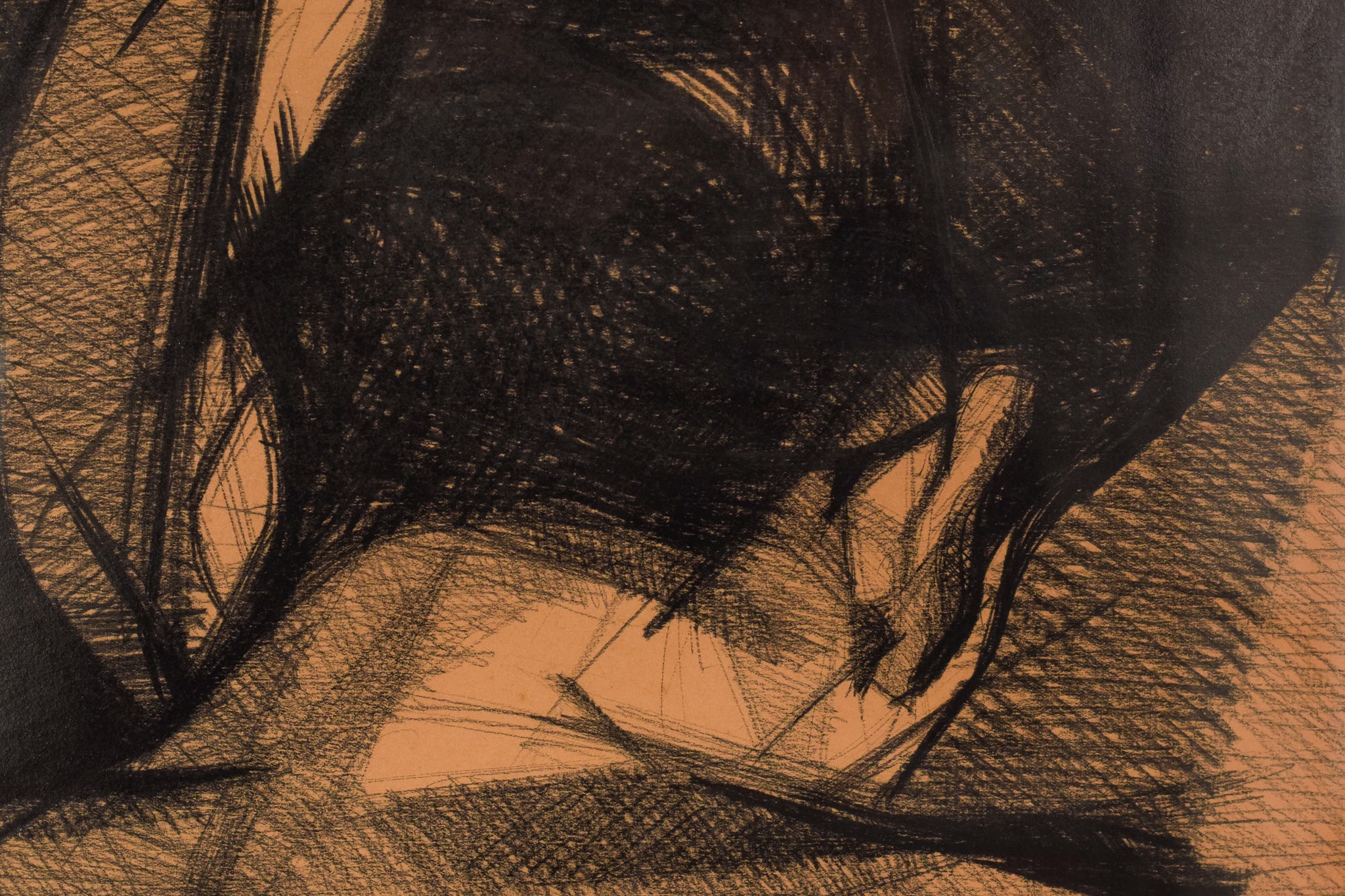 A drawing of a nude woman sitting on a chair.