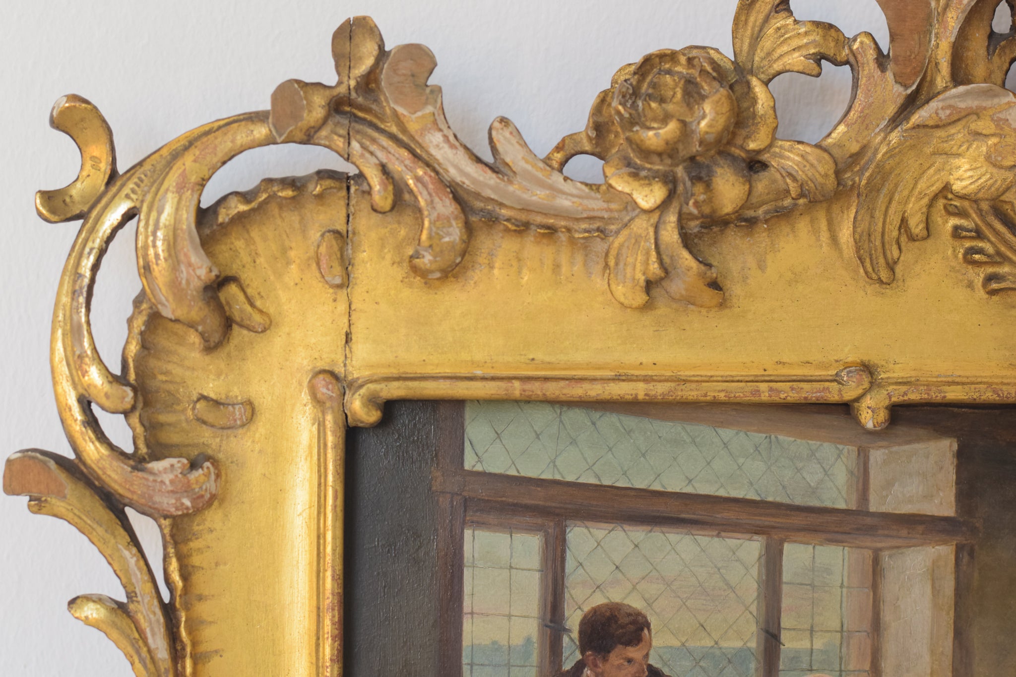 A painting of a group of people sitting around a table.