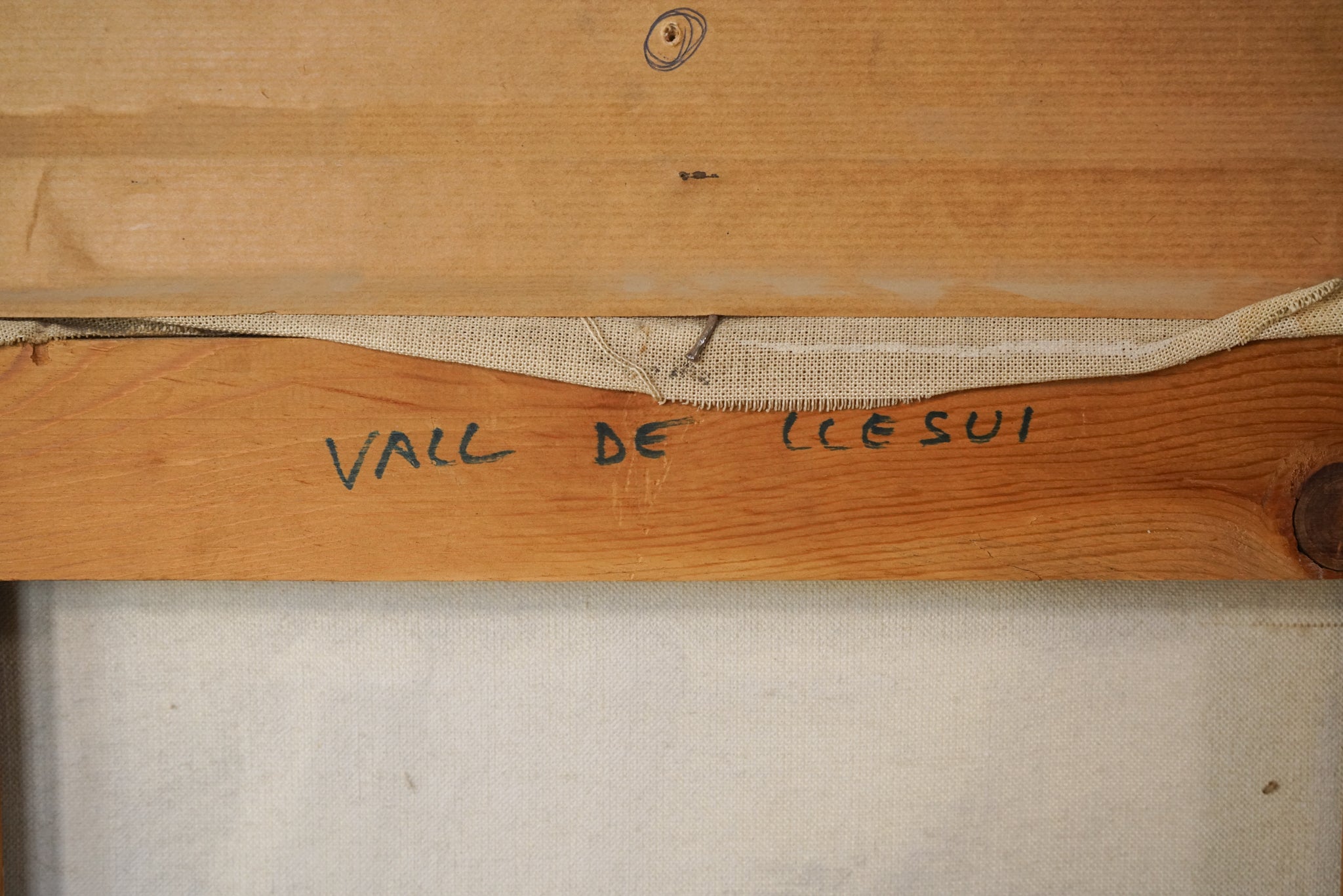 A painting of a small town in the middle of a mountain.