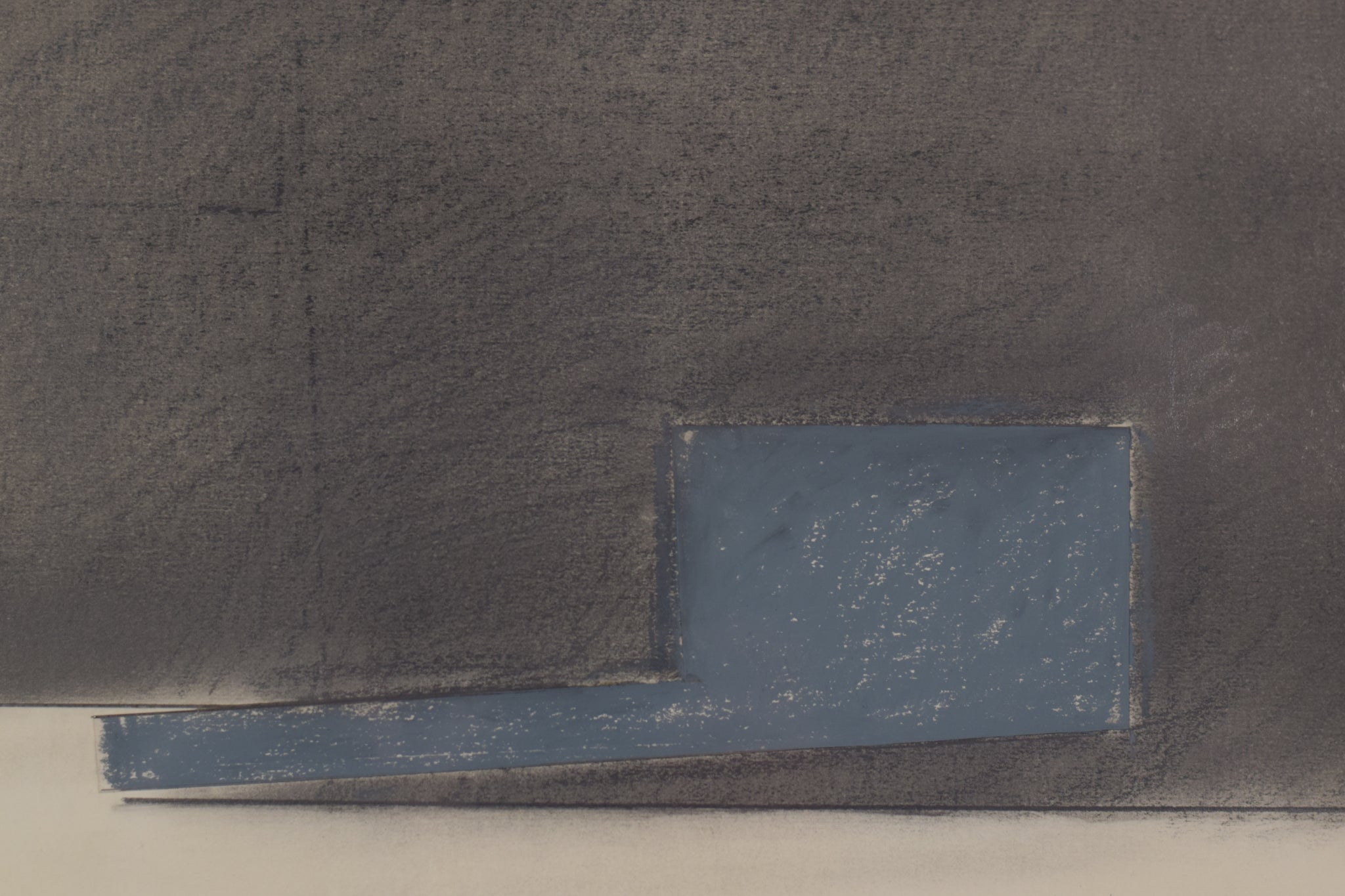 A black and white drawing of a blue square on a gray background.