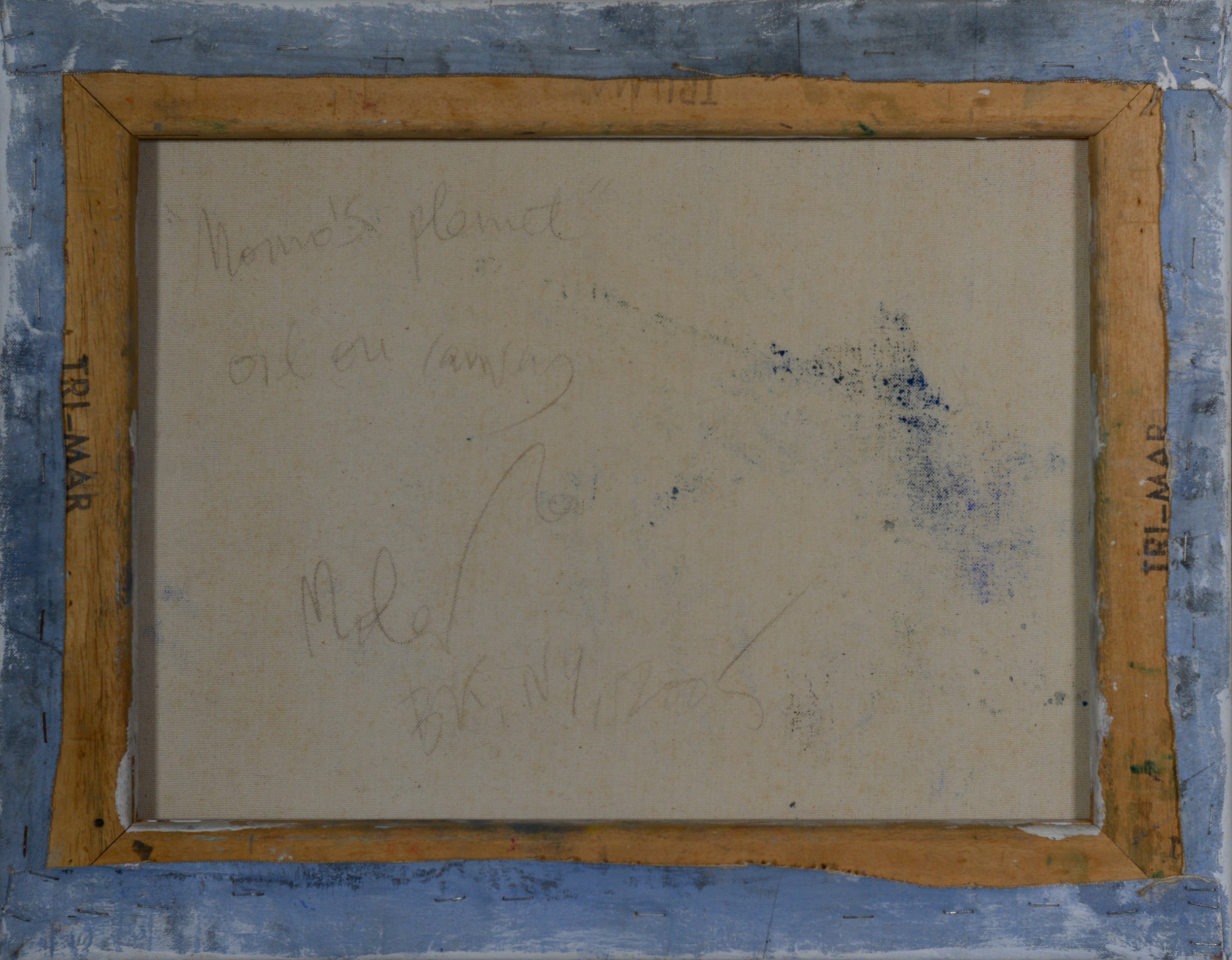 A painting of a cross on a concrete wall.