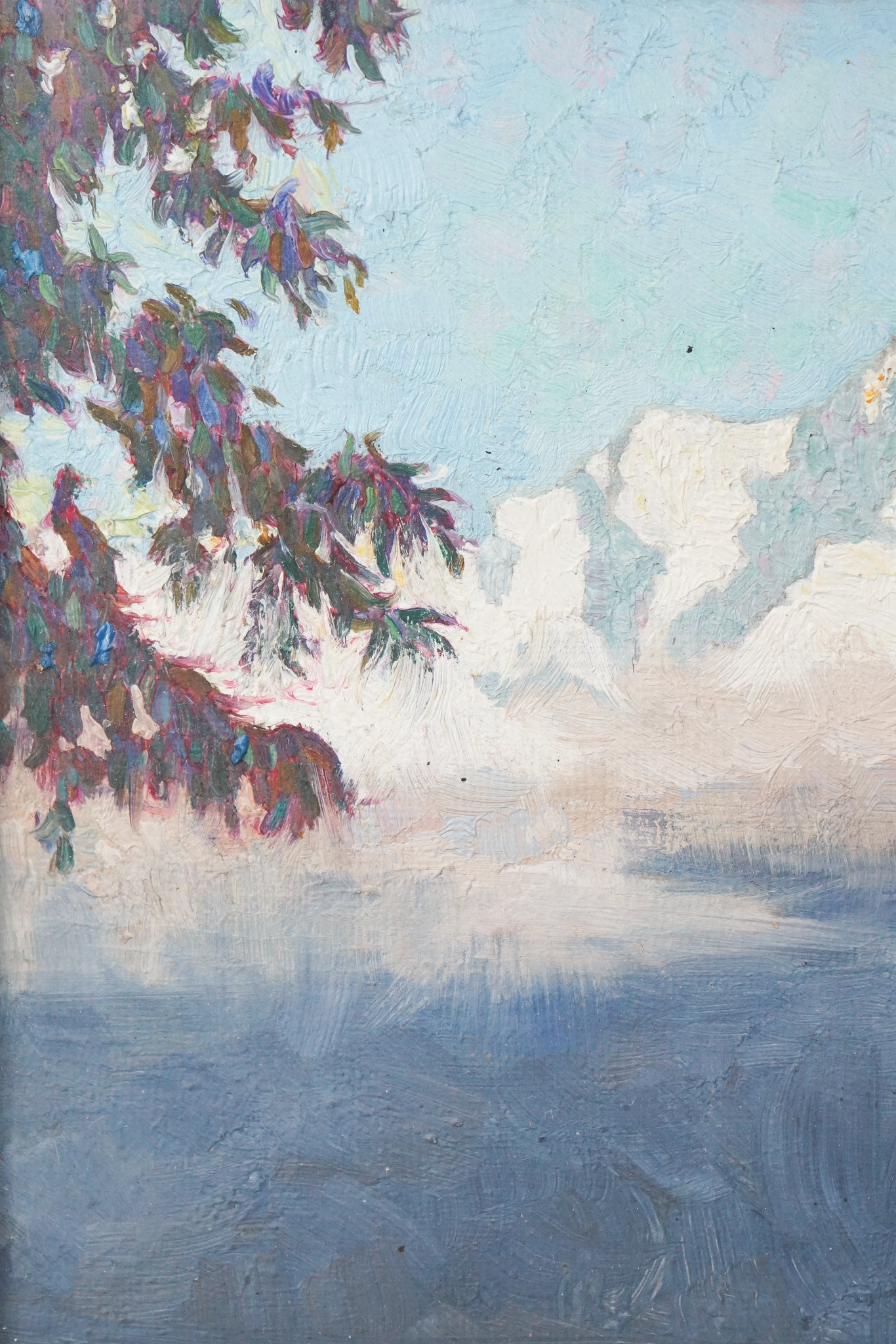 A painting of a mountain and a painting of the same mountain.