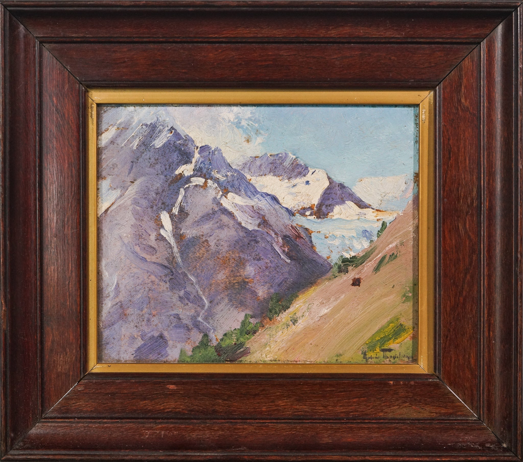 A painting of a mountain and a painting of the same mountain.