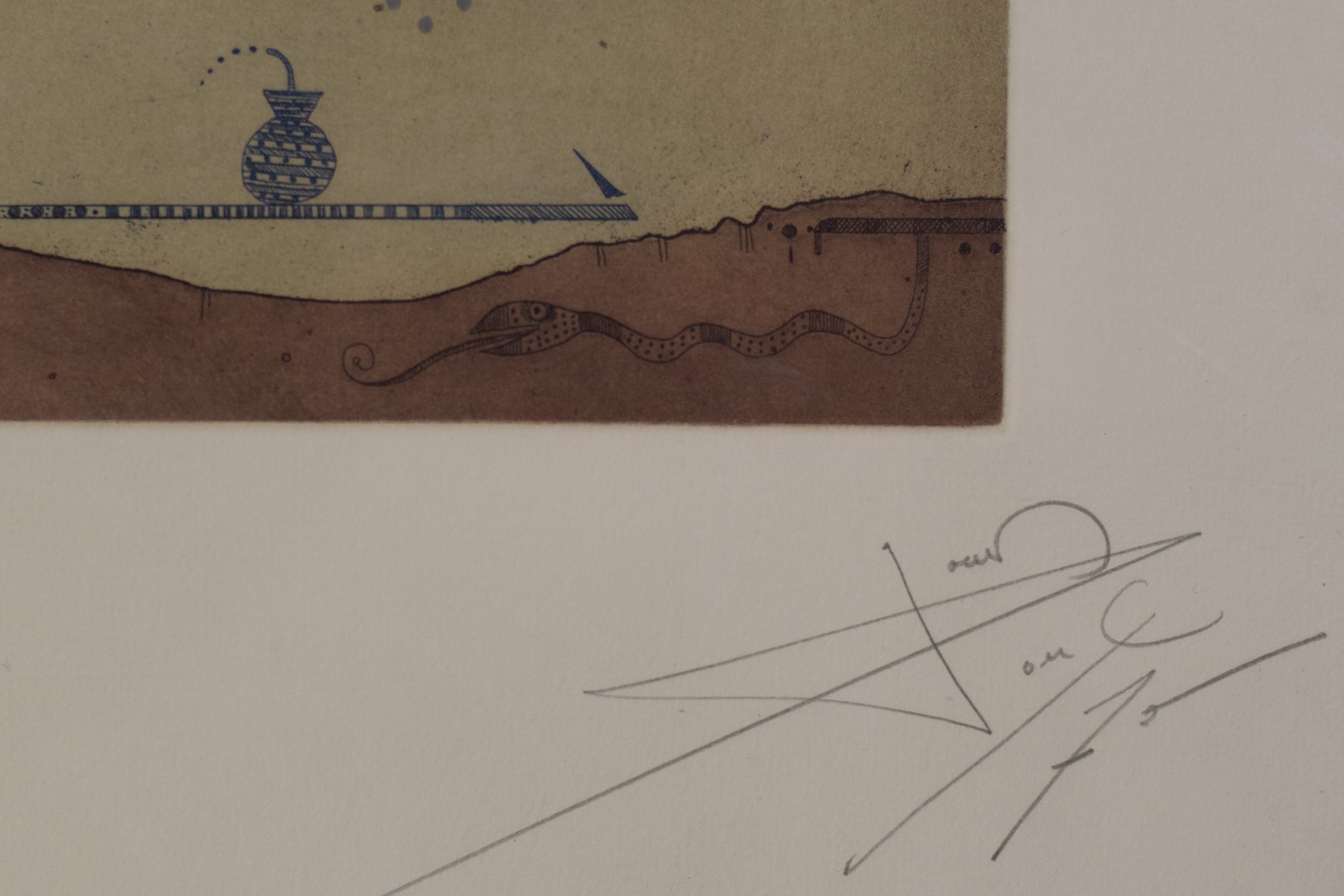 A drawing of a man holding a torch in his hand.