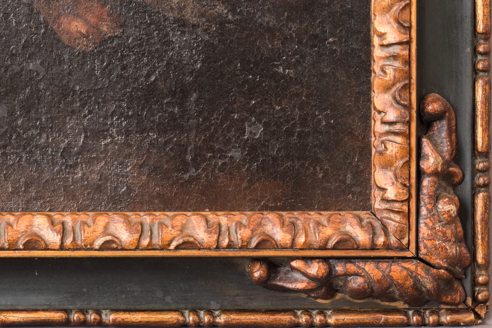 A painting of a woman holding a scythe and a dragon.