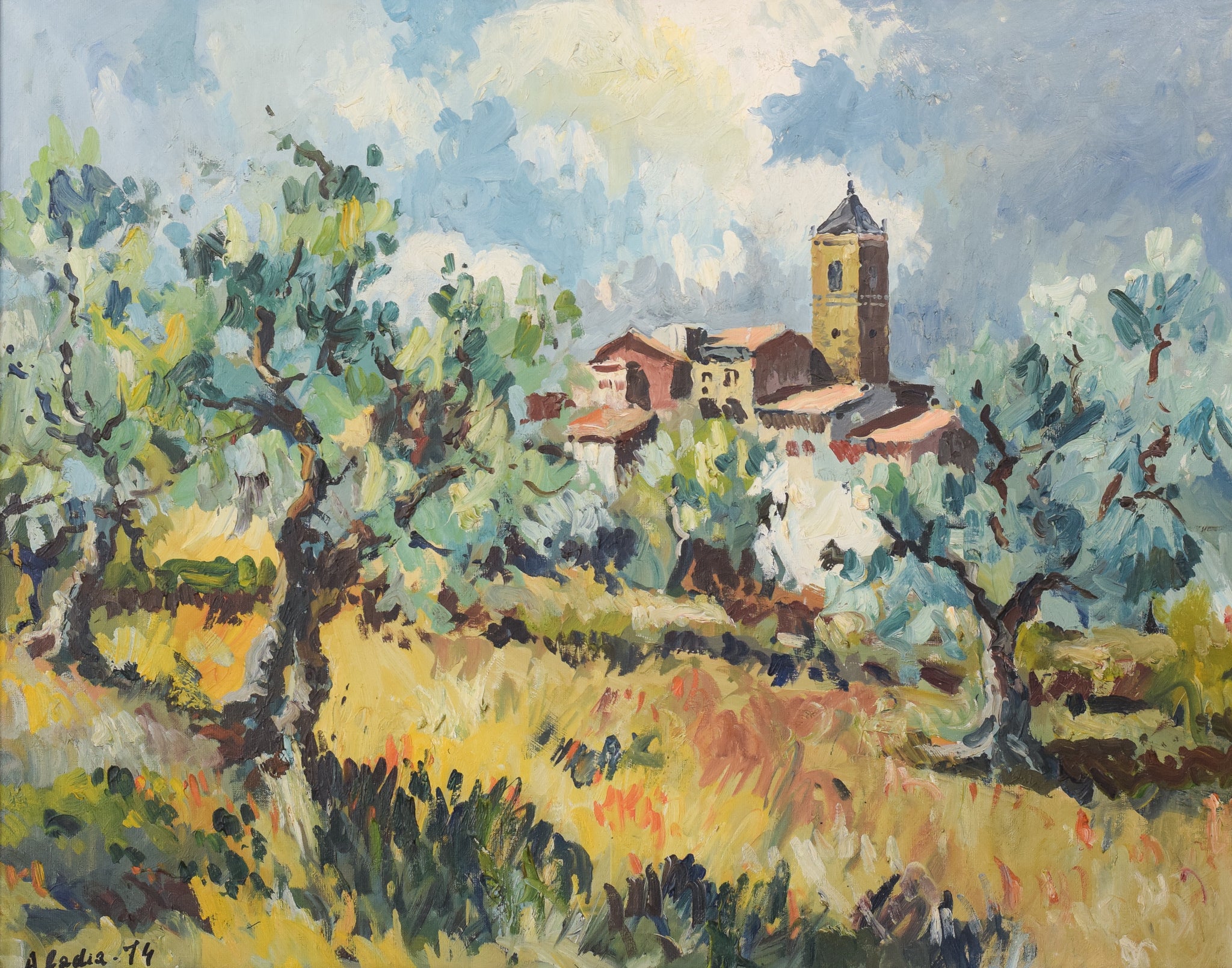 Olive Trees and Village Church by , 1974