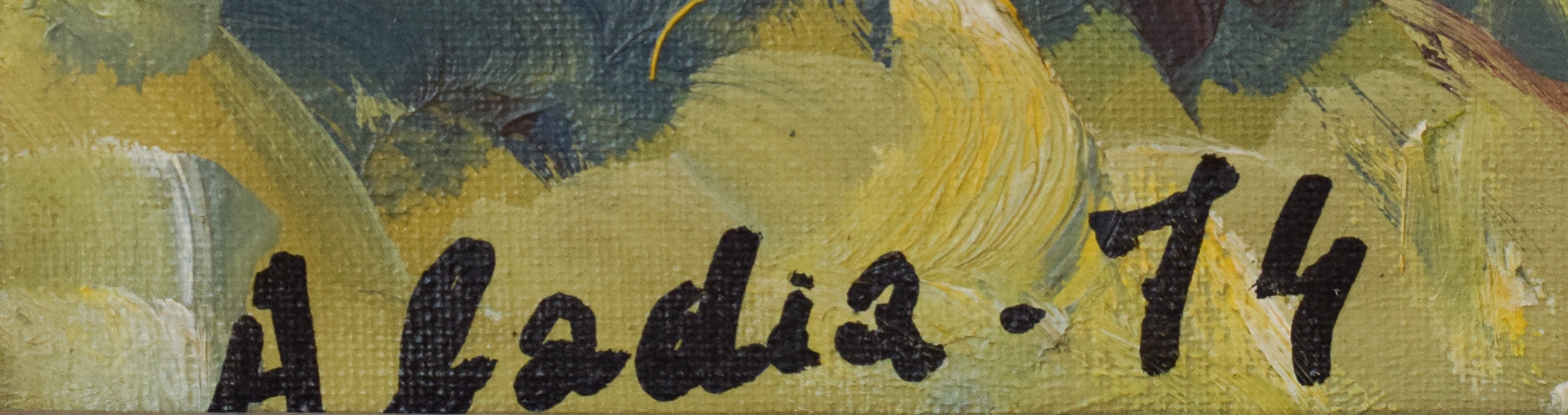 Artwork by Unknown, Olive Trees and Village Church, Made of Oil on canvas 