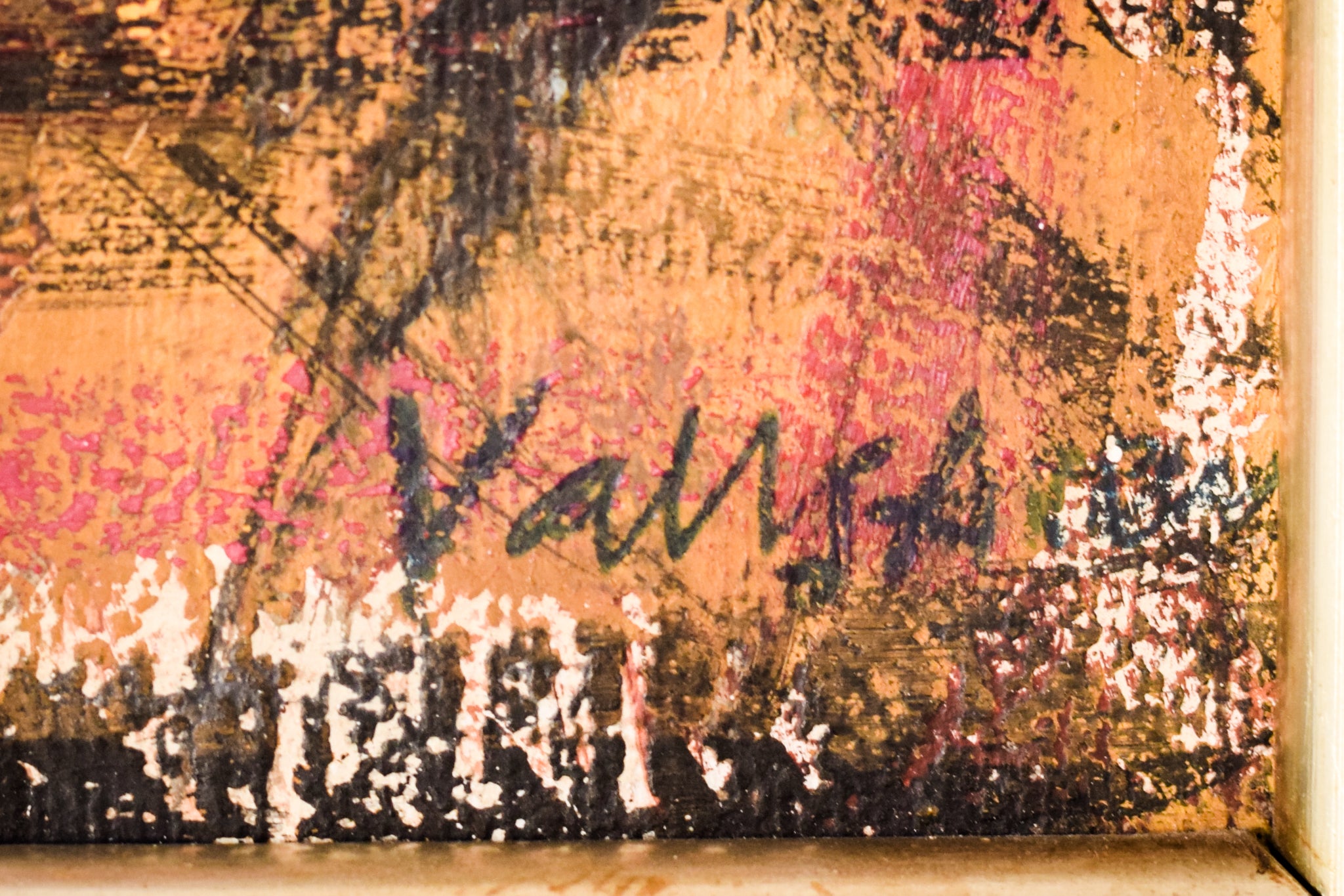 Artwork by Unknown, Painting of a Town in Mixed Media, Made of Mixed media 