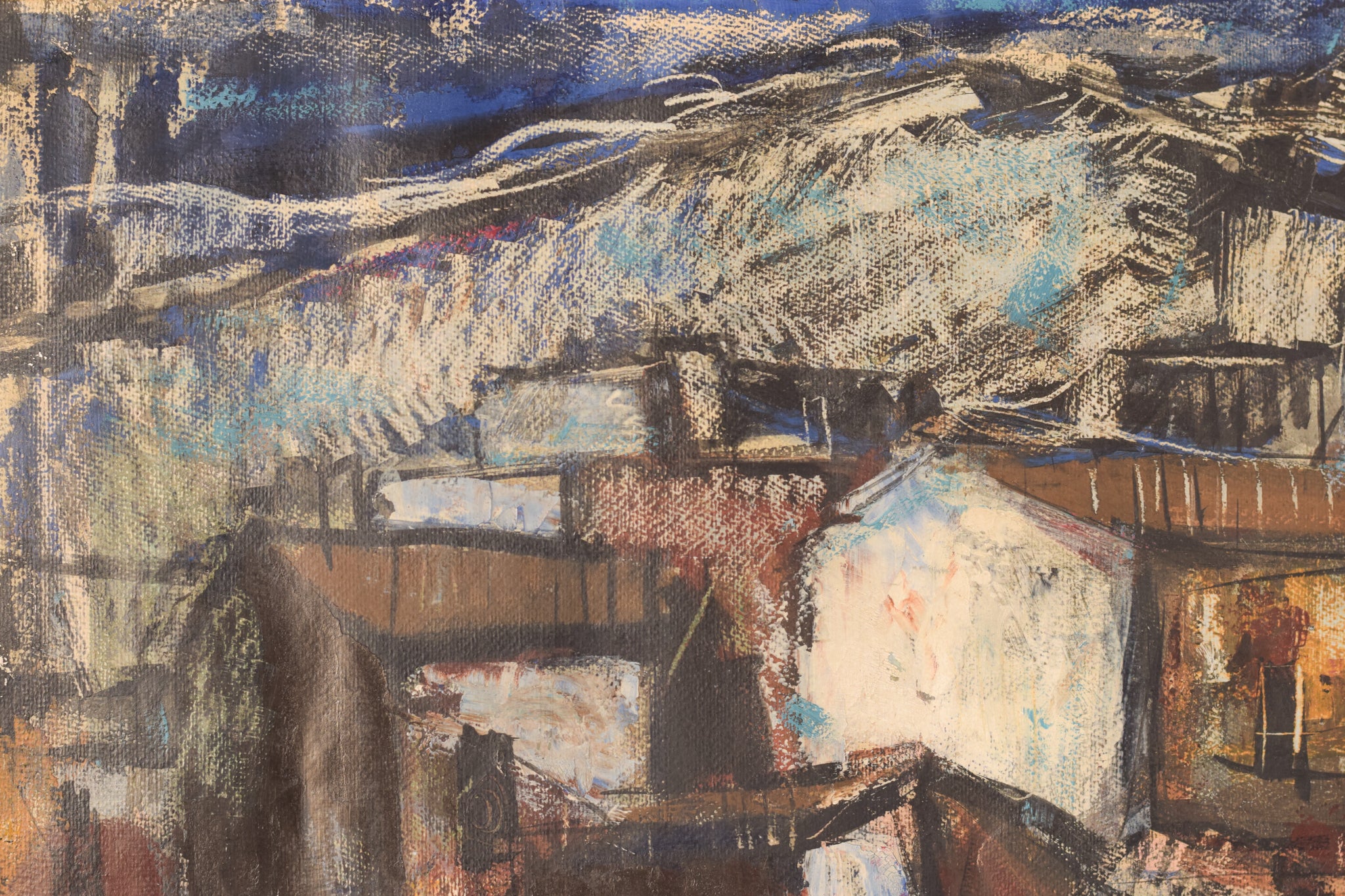 Artwork by Unknown, Painting of a Town in Mixed Media, Made of Mixed media 