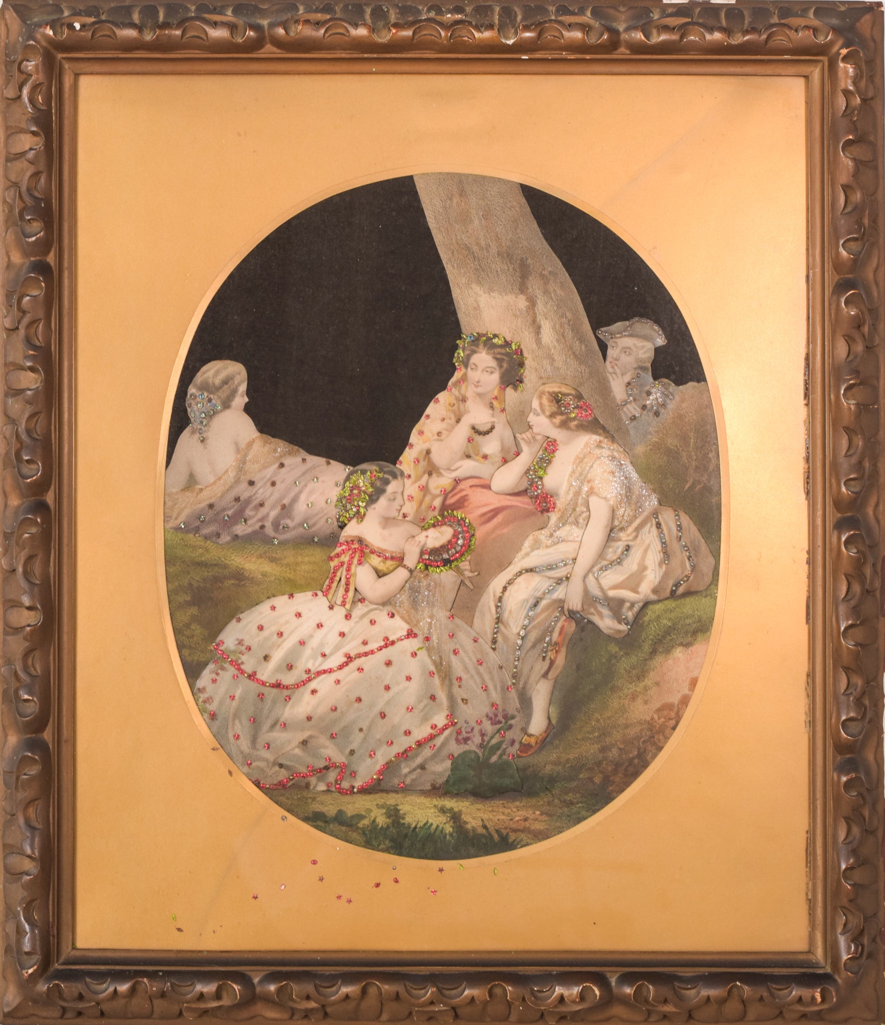 A pair of framed pictures of a woman in a white dress.