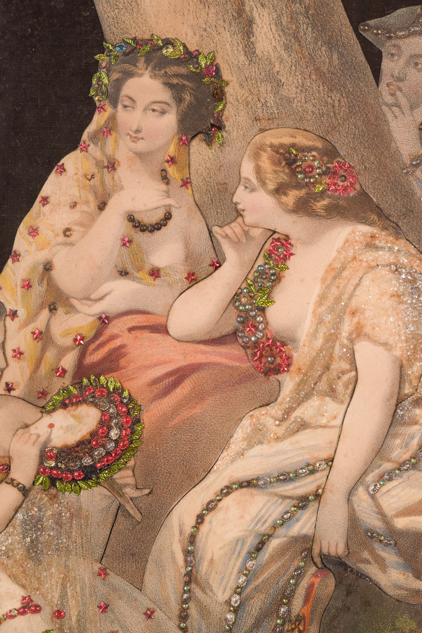 A pair of framed pictures of a woman in a white dress.