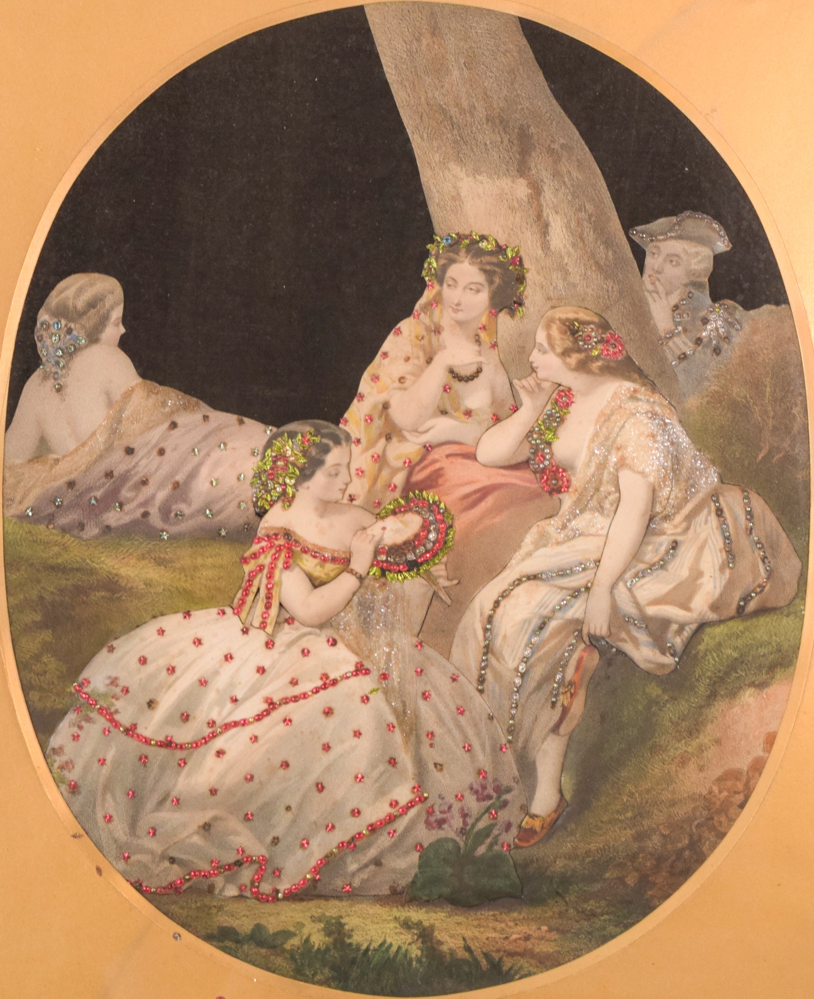 A pair of framed pictures of a woman in a white dress.