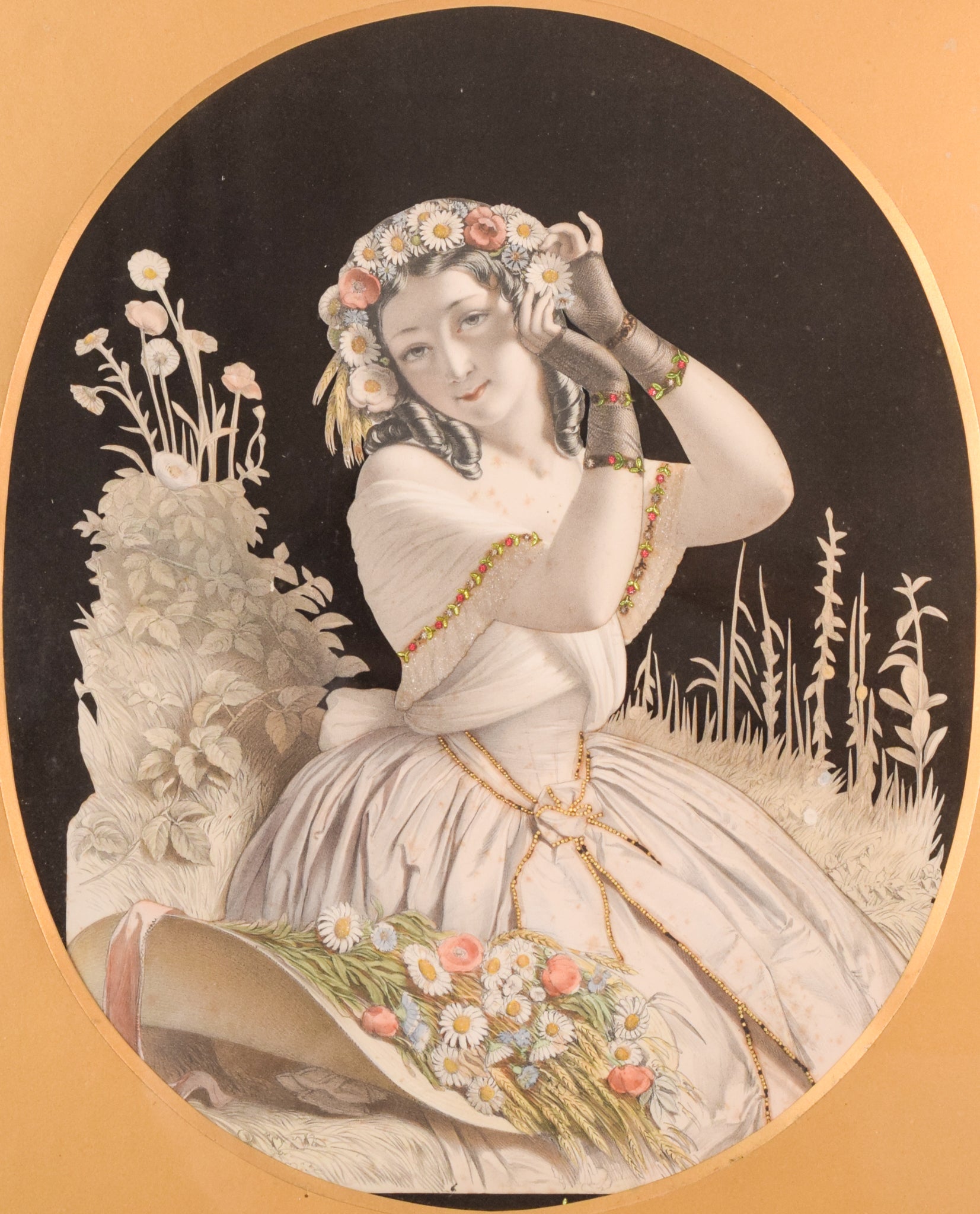 A pair of framed pictures of a woman in a white dress.