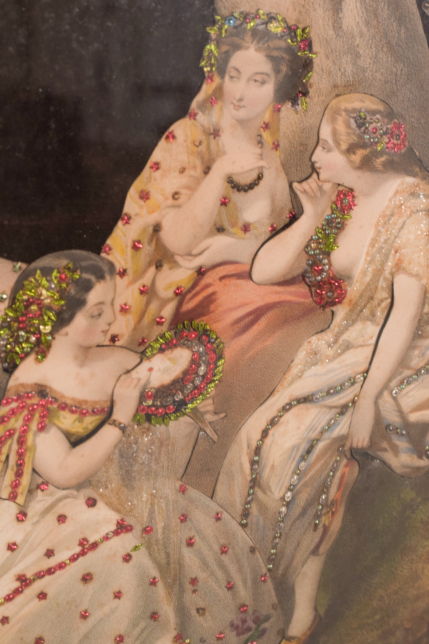 A pair of framed pictures of a woman in a white dress.