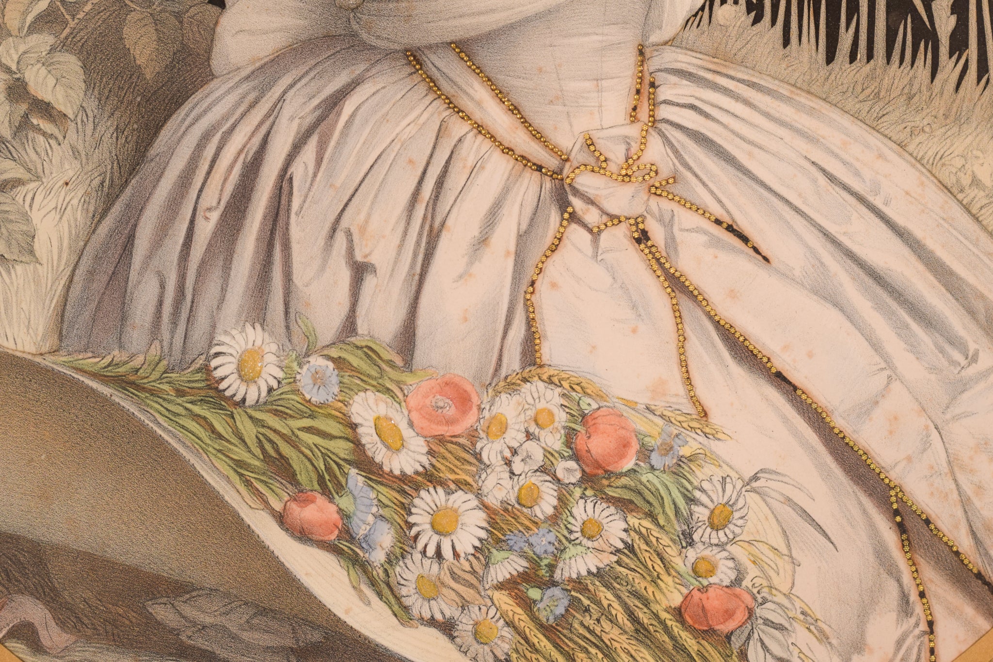 A pair of framed pictures of a woman in a white dress.