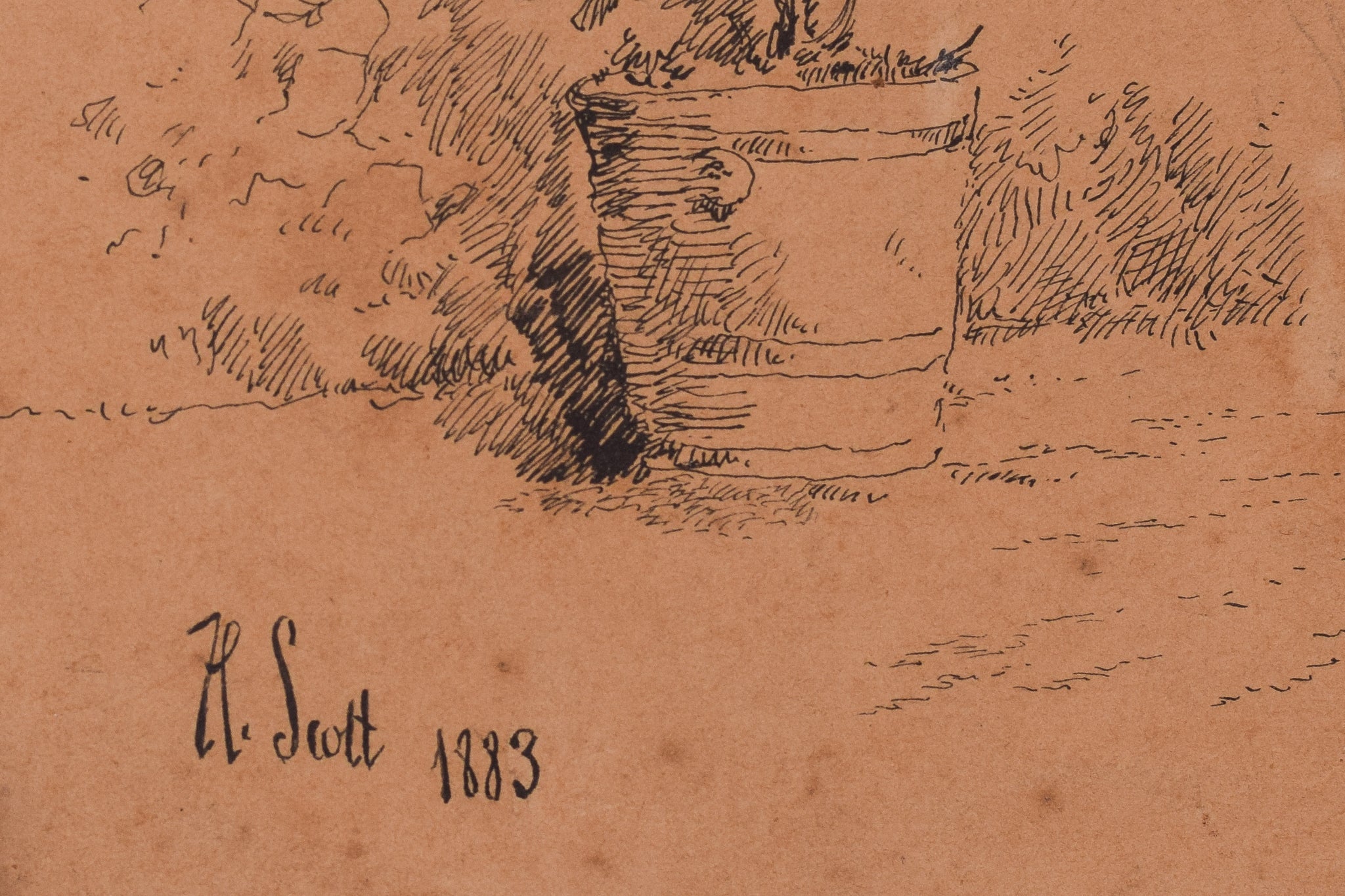 Artwork by Unknown, Pair of Antique Drawings, Made of Graphite on paper 