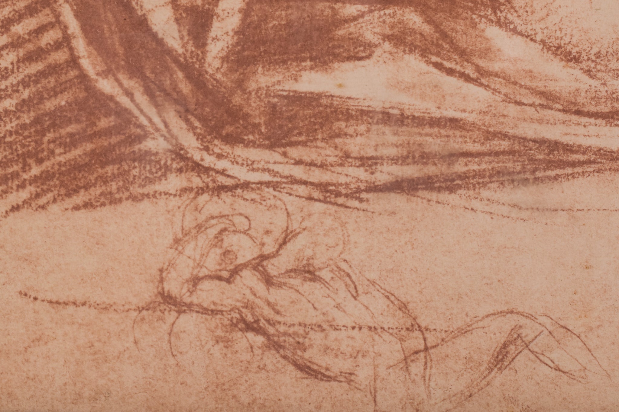 A drawing of a man laying down on a bed.