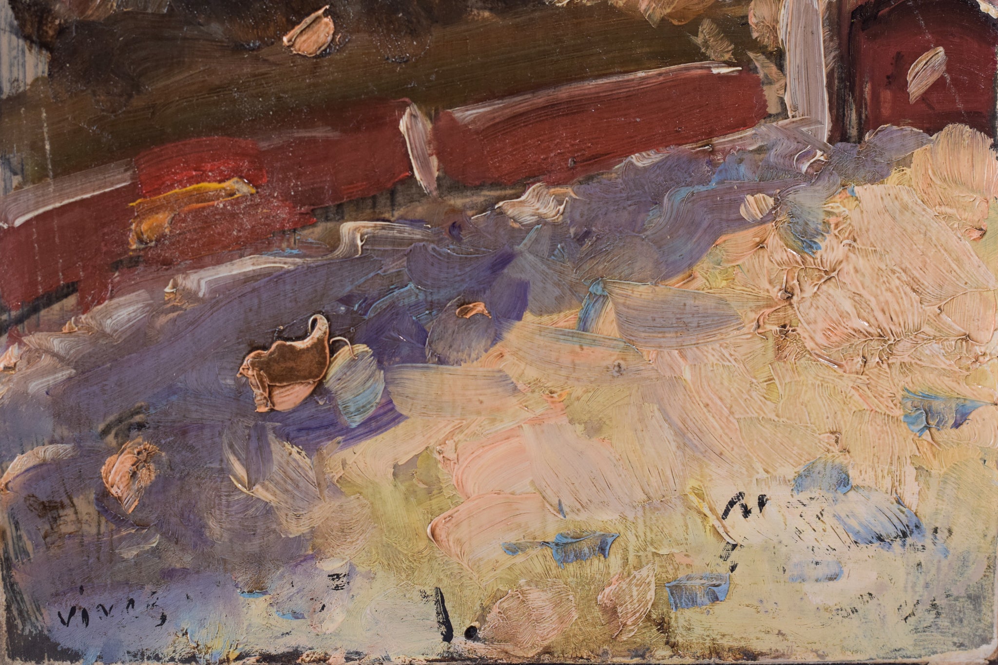 Two paintings of a bullfight and a painting of a man riding a horse.