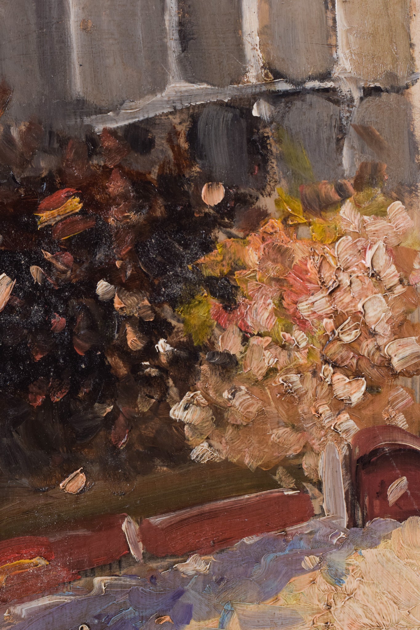 Two paintings of a bullfight and a painting of a man riding a horse.