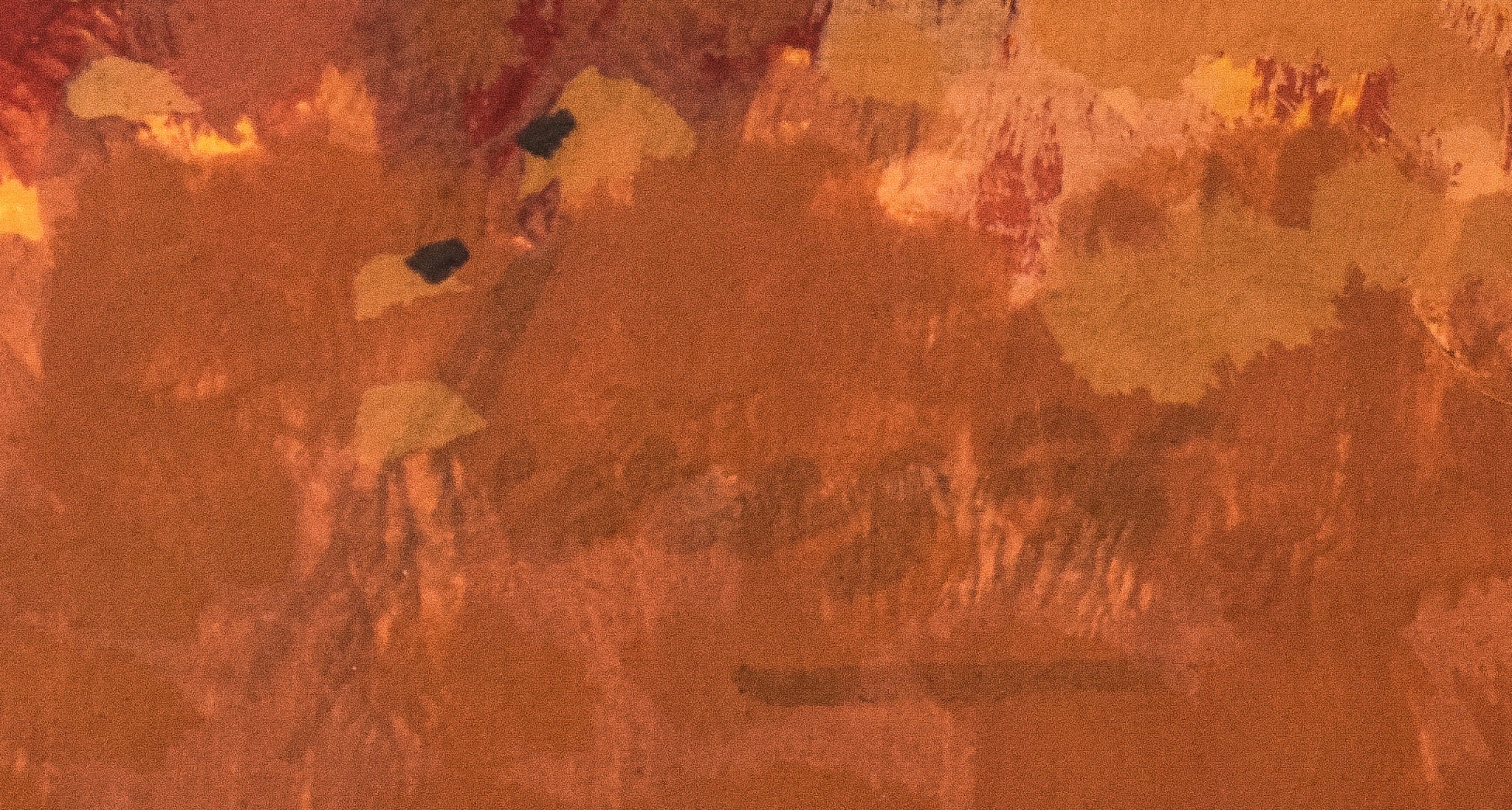 Two paintings of a landscape with a large rock in the middle of it.